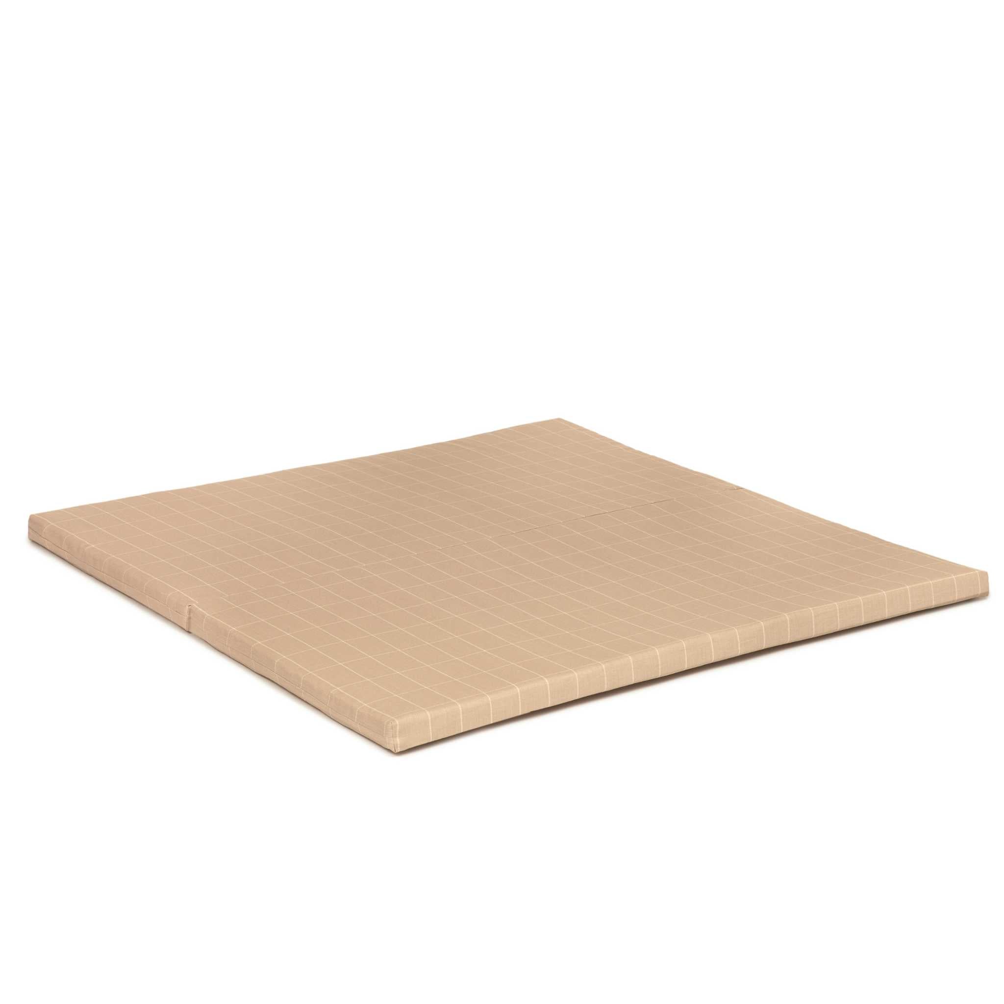 Nobodinoz Foldable Eco Play Mat - Taupe Grid - Side On