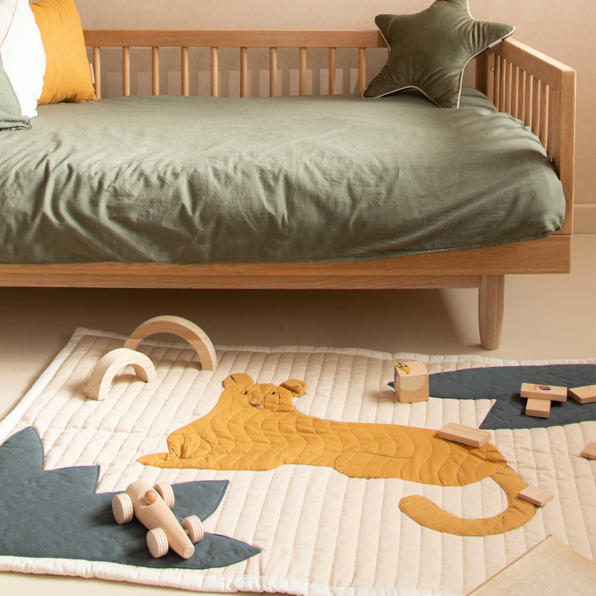 Nododinoz Leopard Quilted Blanket On Floor By Bed