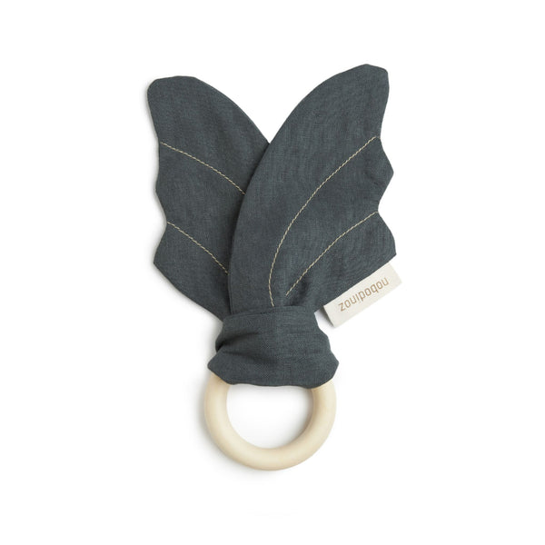 Nobodinoz Lin Francais Wings Teether Ring - Green Blue