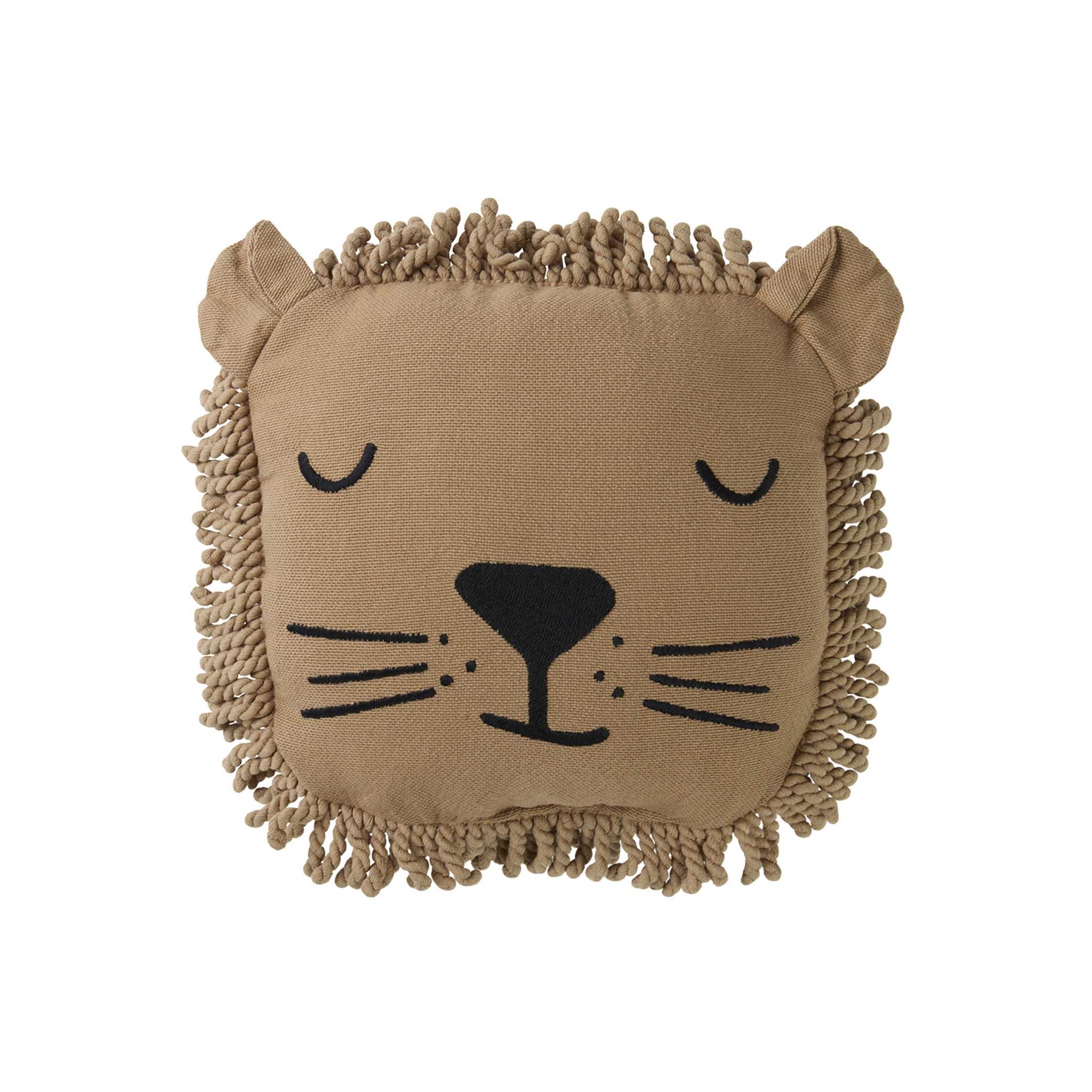 Nobodinoz Lion Face Embroidery Cushion - Natural 