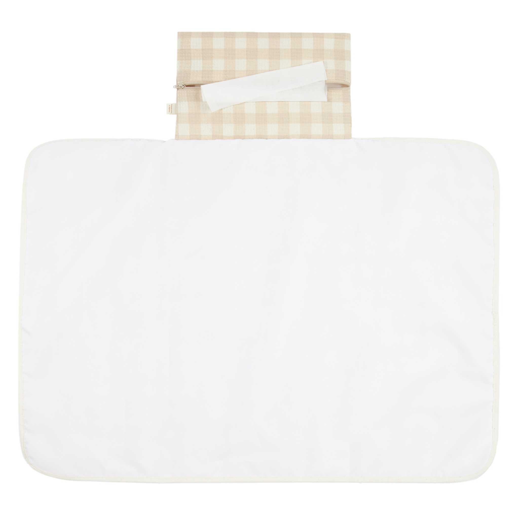 Nobodinoz Mozart Changing Pad - Ivory Checks - Opended Up