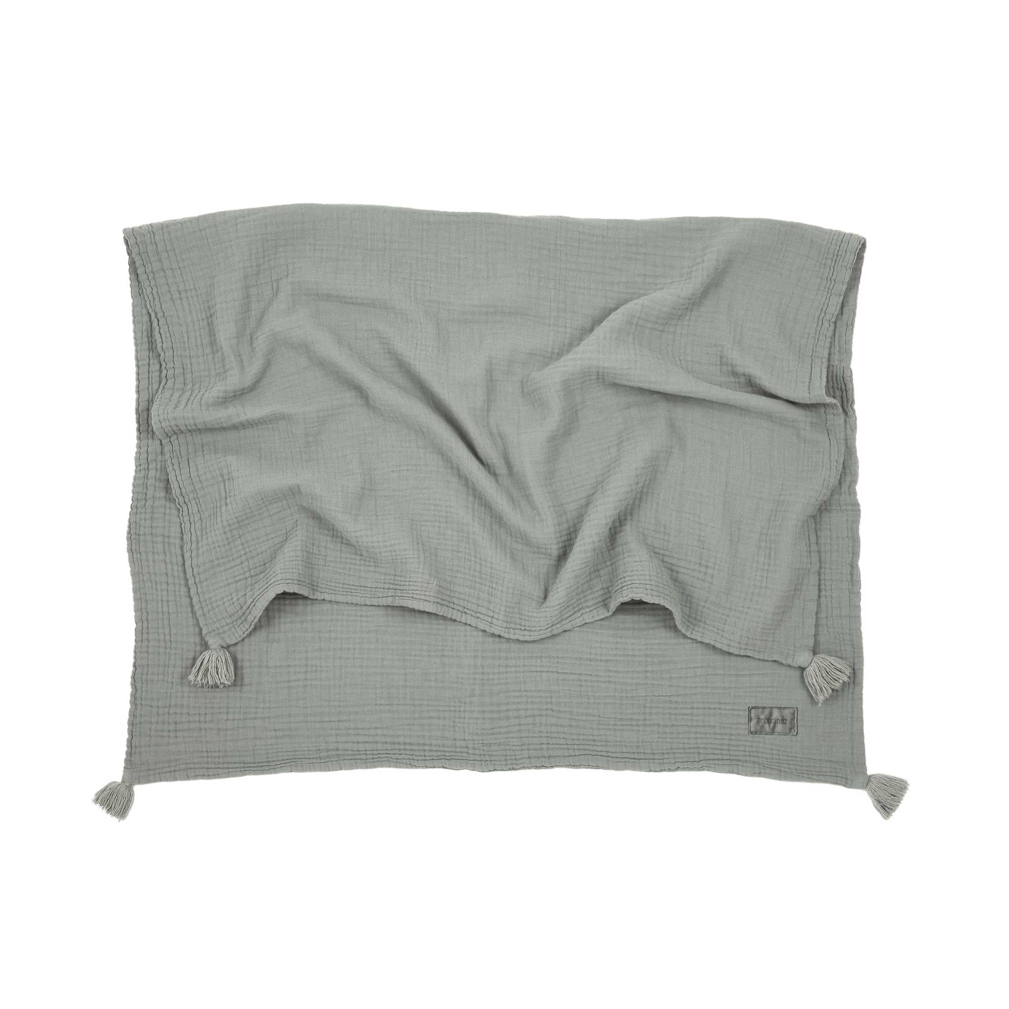 Nobodinoz Wabi Sabi Double Muslin Blanket -Azure- Folded