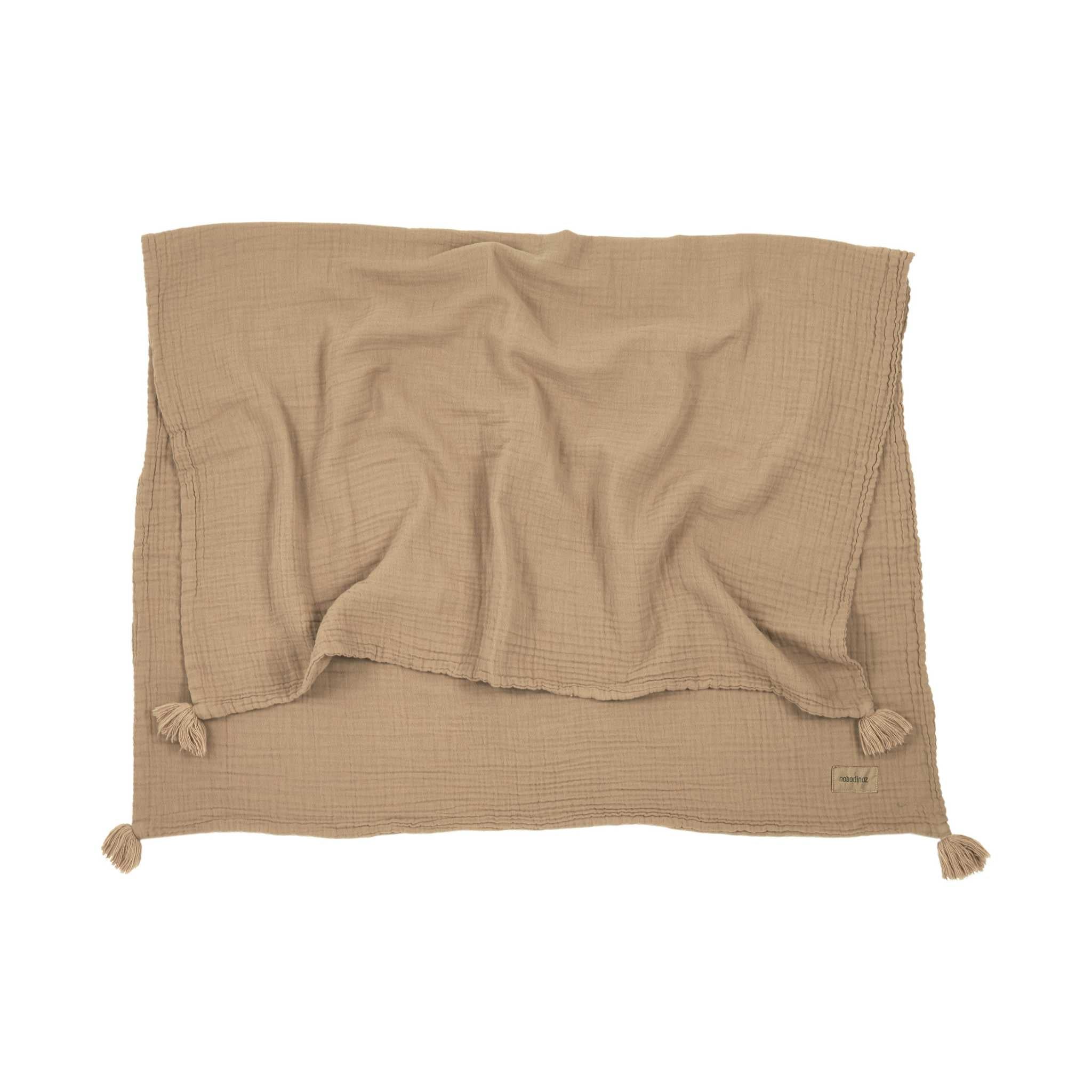 Nobodinoz Wabi Sabi Double Muslin Blanket Sesame - Folded