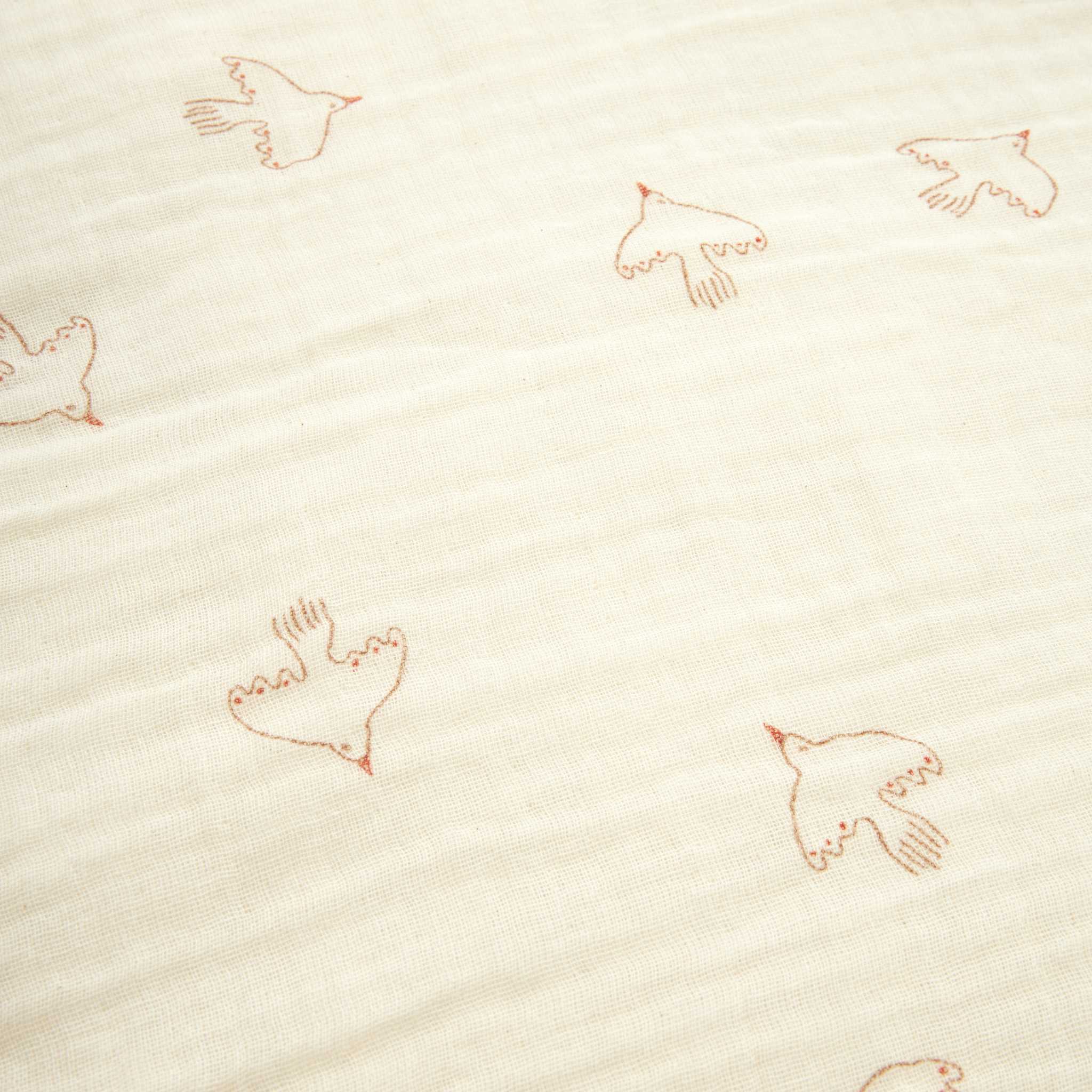 Nobodinoz Wabi Sabi Toddler Bedding Set - Brown Hoshi Birds - Close Up Pattern