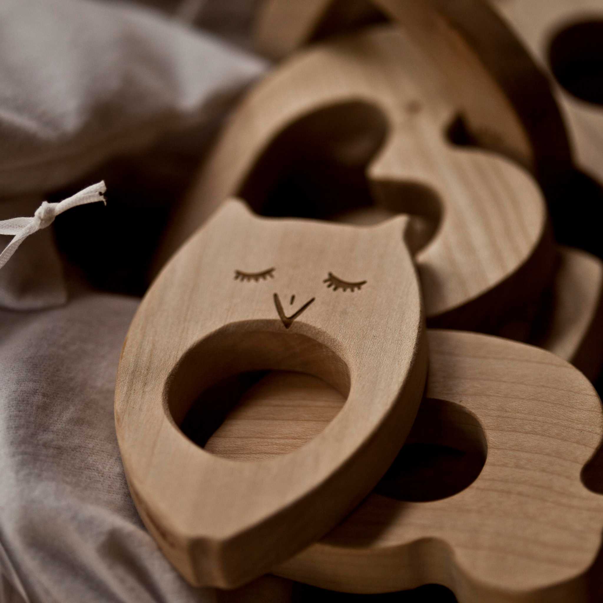 Wooden Story Penguin Teether - Styled Image
