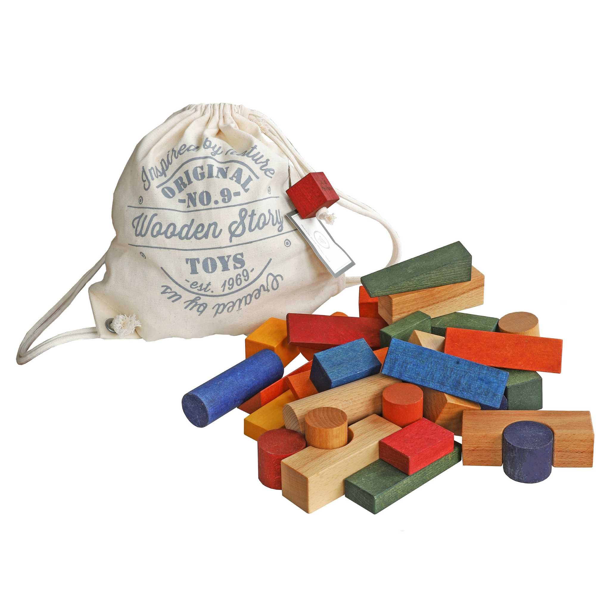 Wooden Story Rainbow Blocks - XL 30 pieces in Sack 