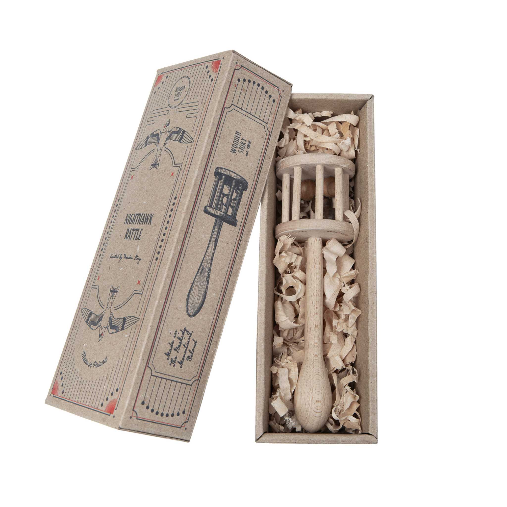 Wooden Story Nighthawk Rattle - Rattle In Box