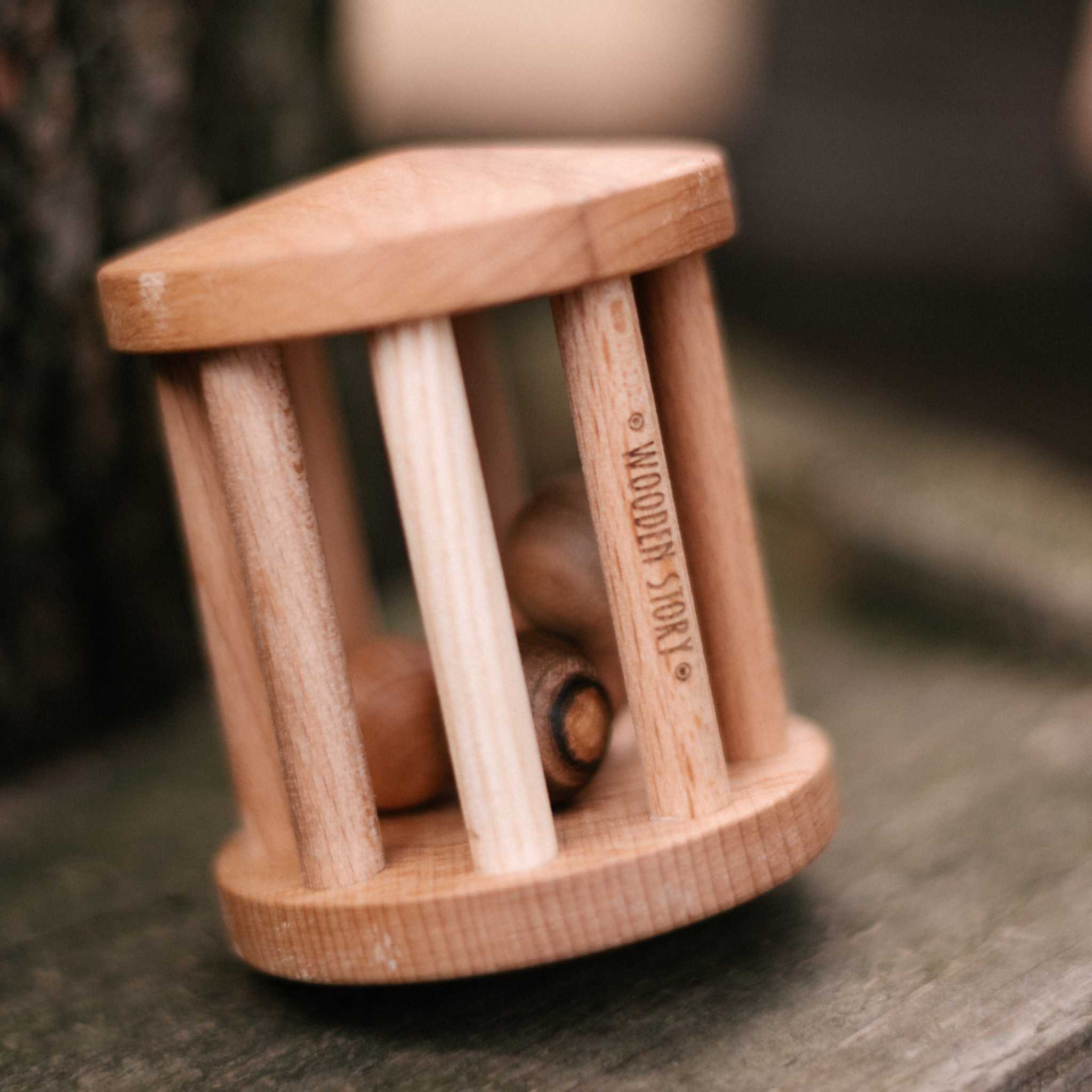 Wooden Story Turtle Dove Rattle - Styled Image