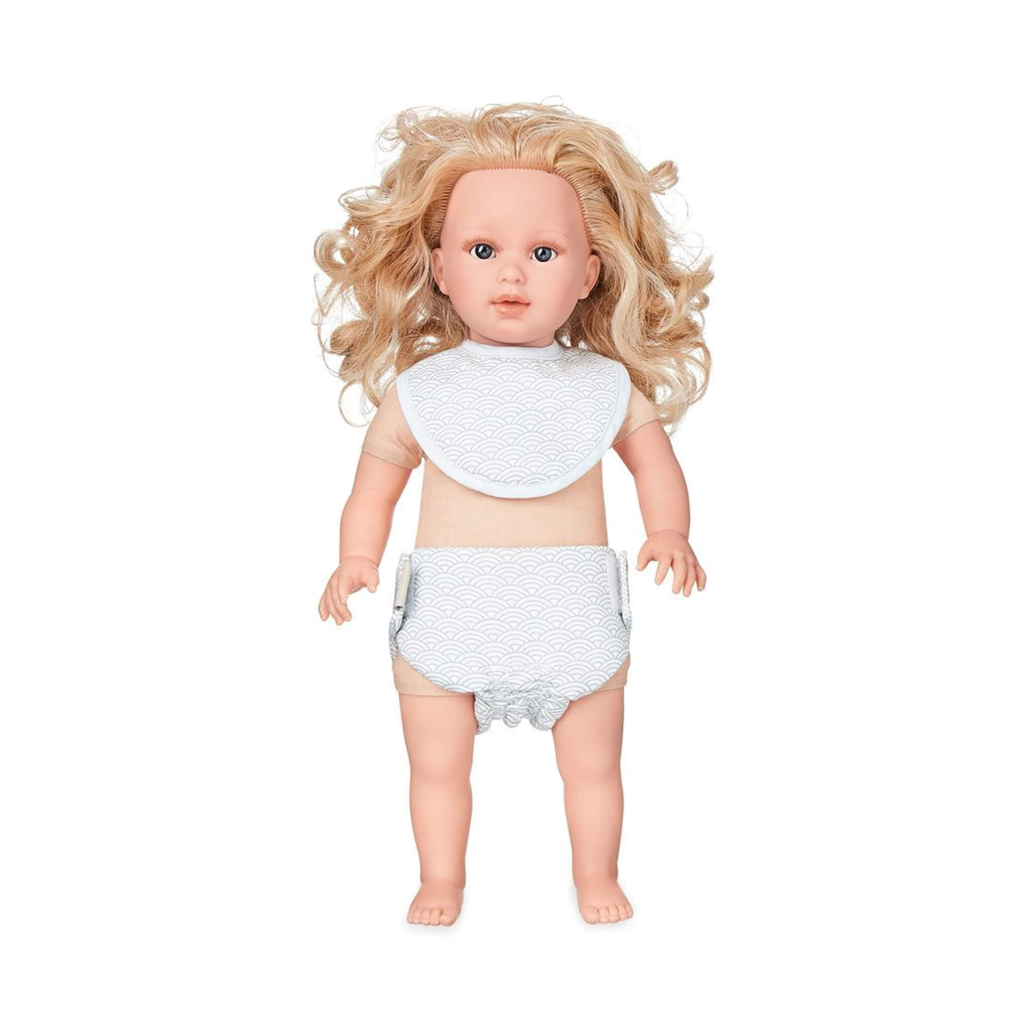 Cam Cam Copenhagens Dolls' Nappy & Bib in Grey Wave on Dolly