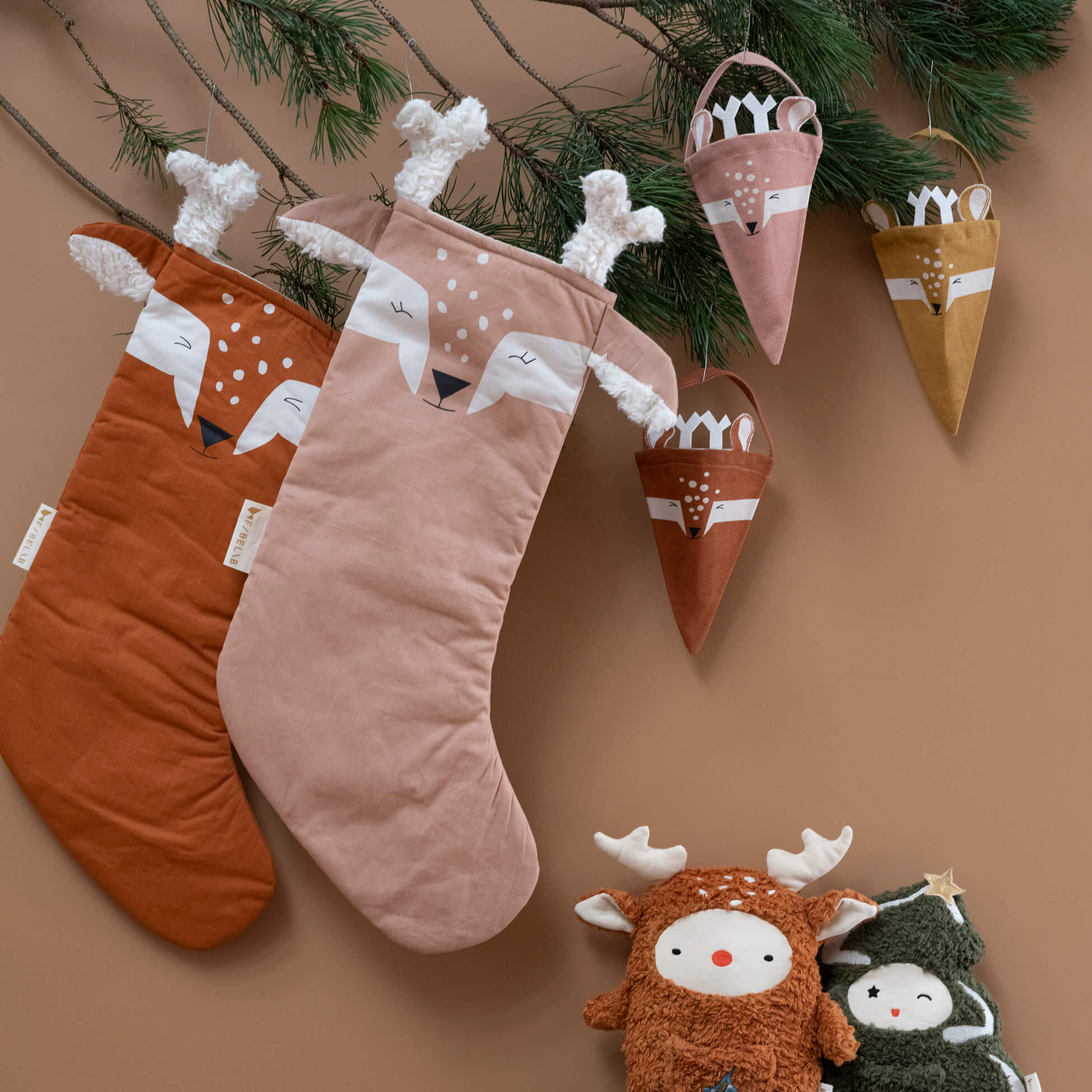 Christmas Stocking - Deer - Old Rose