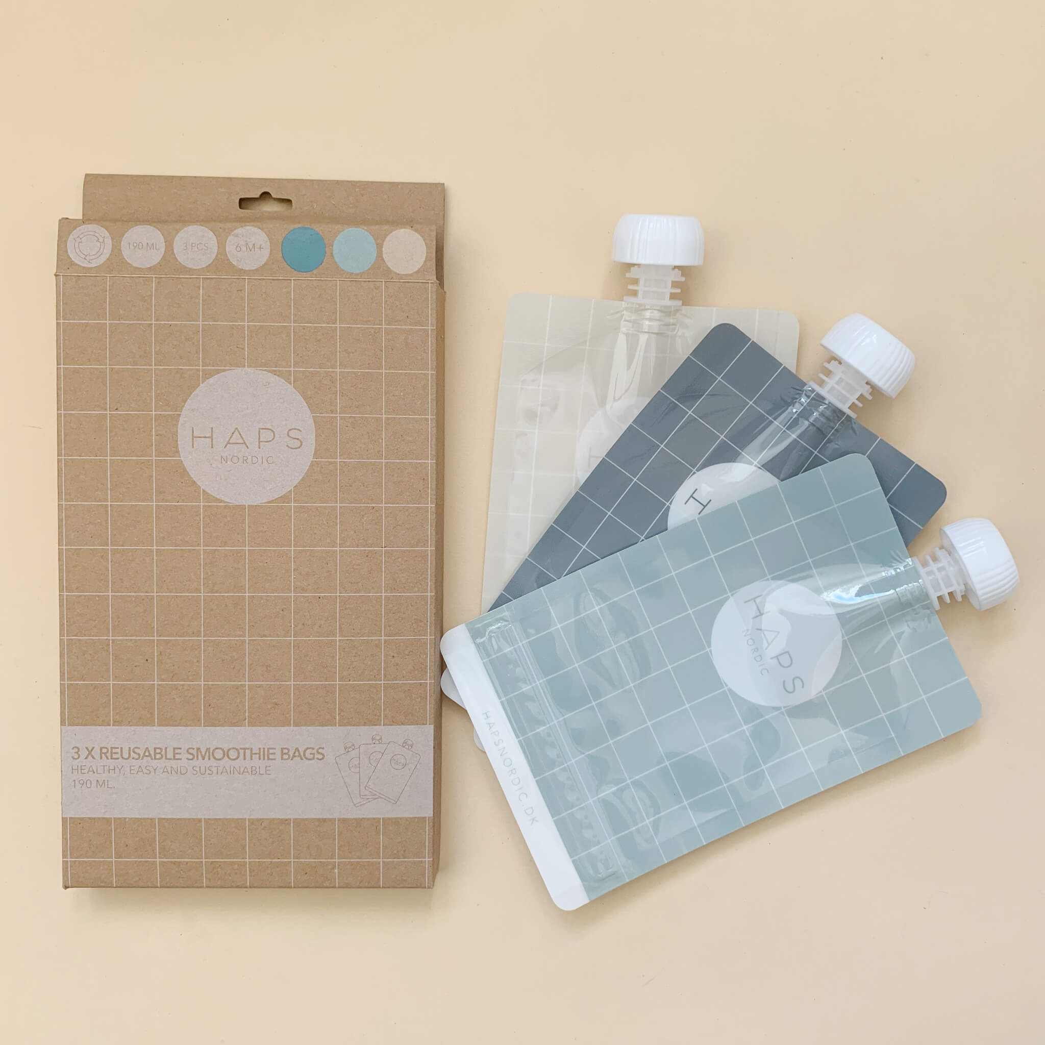 Haps Reusable Food Pouch (3 pack) Cold Colours