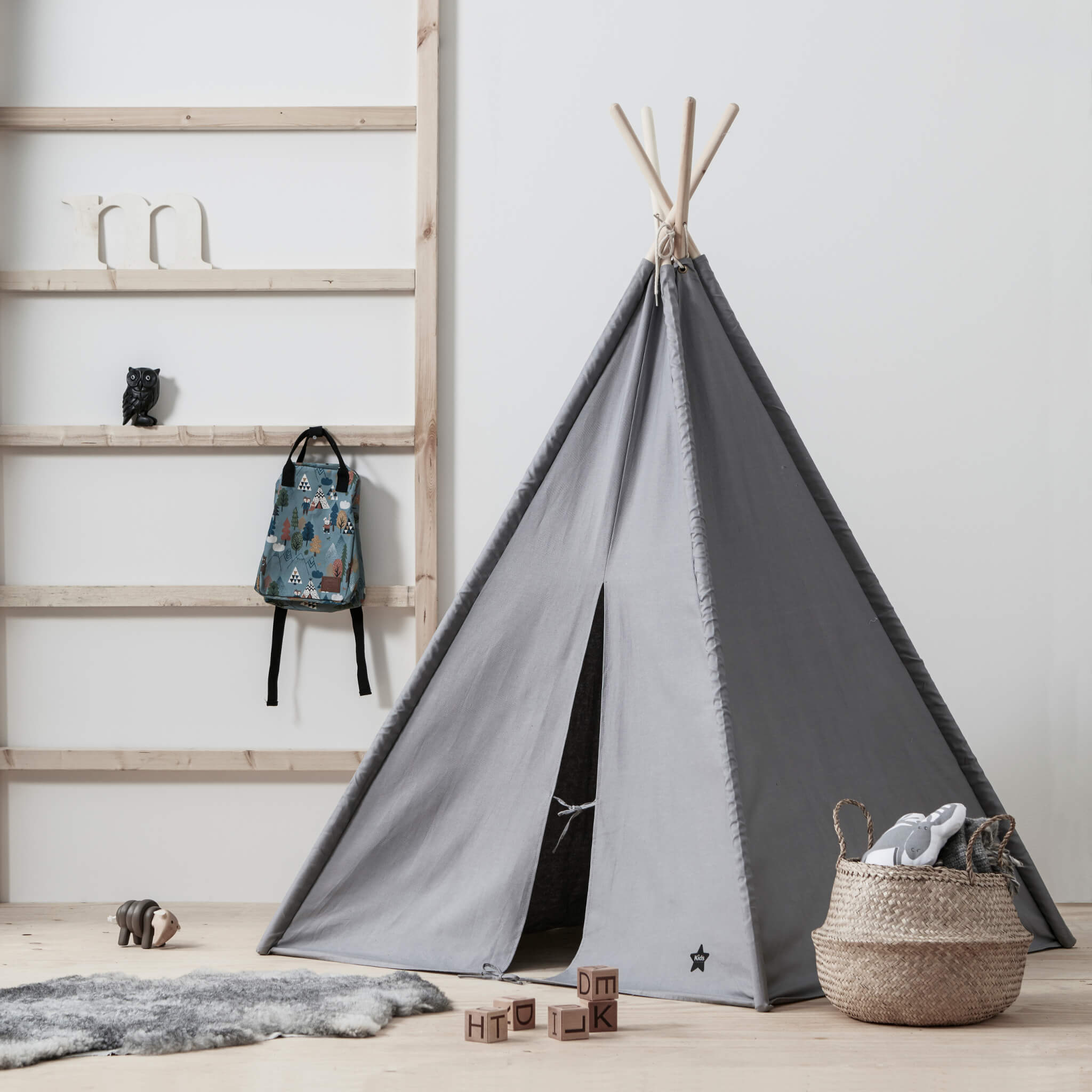 Kids Concept Grey Play Tipi Tent