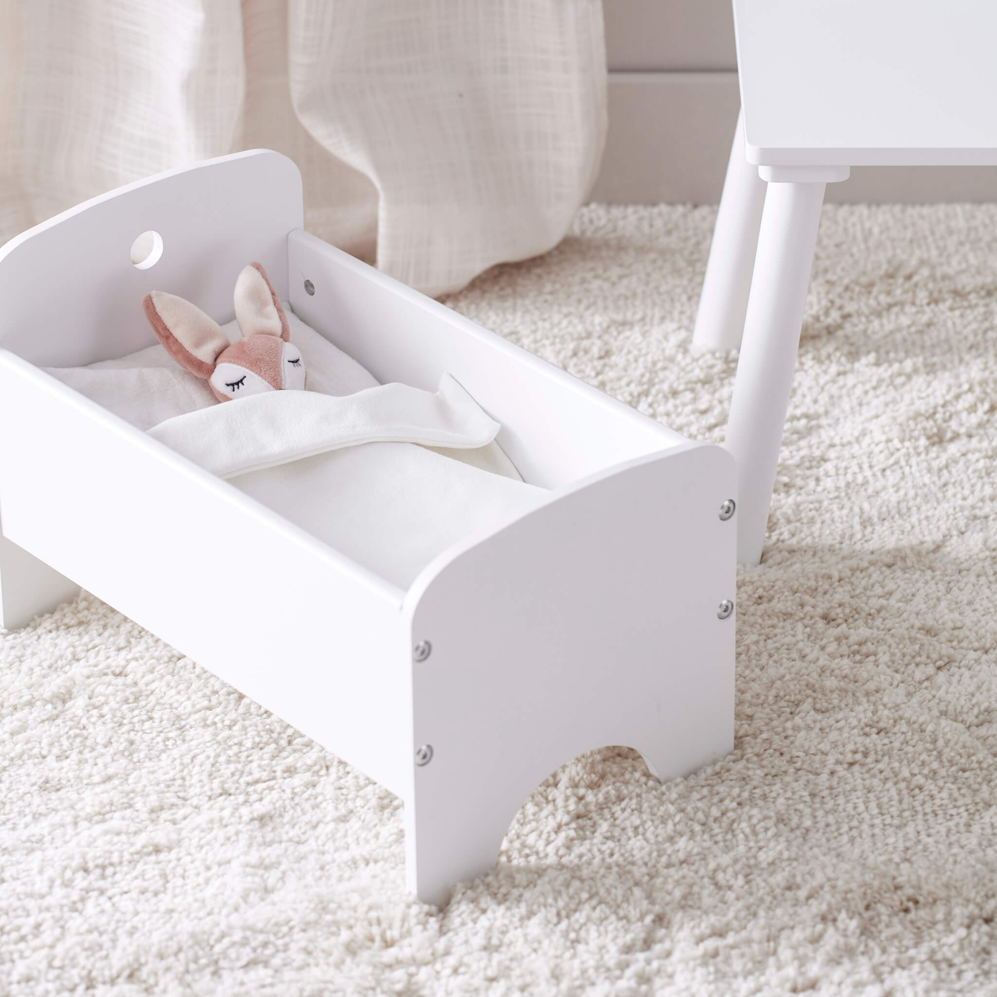 Kids Concept Wooden Dolls Cot in White