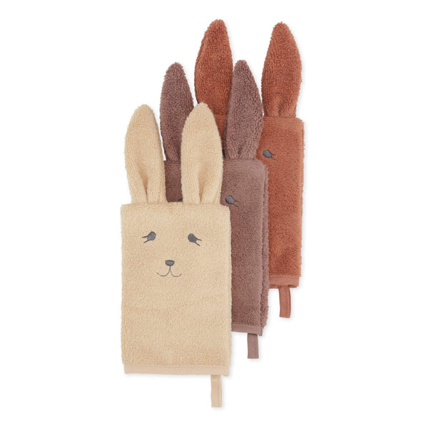 Konges Slojd Animal Washcloths (3 Pack) Bunny