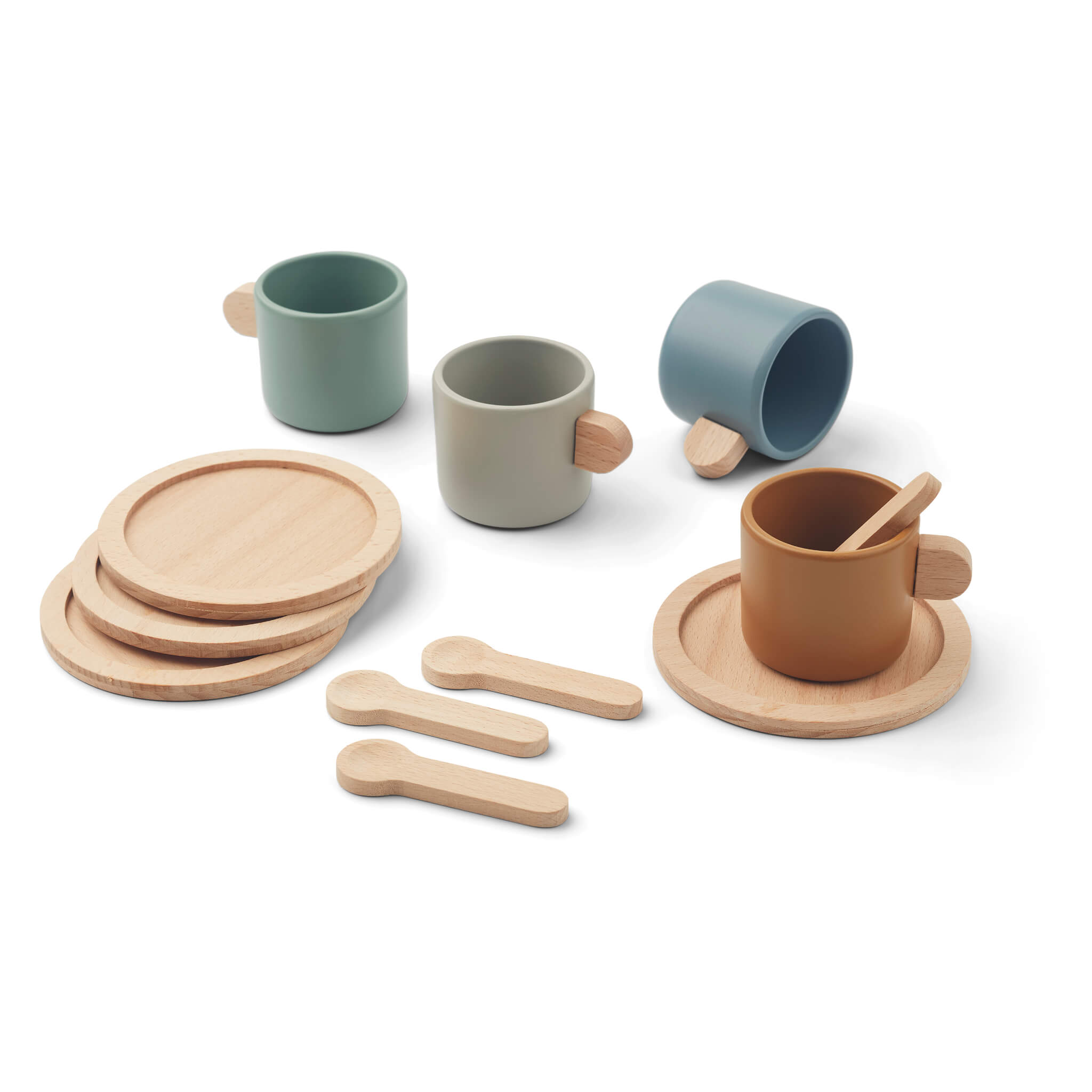 Liewood Callum Wooden Play Tableware Set in Blue Multi Mix