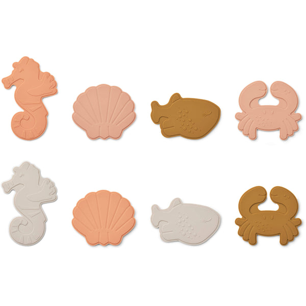 Liewood Mini Bath Mats 8 Pack-Sea Creature (Rose)