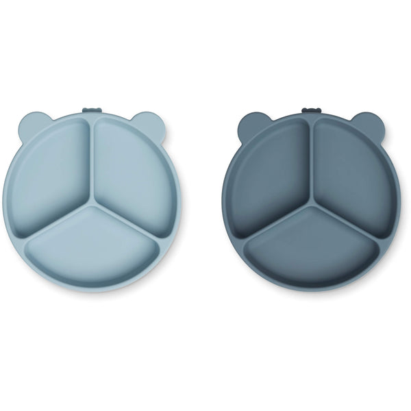 Liewood Stacy Suction Divider Plate - Sea Blue/Whale Blue 