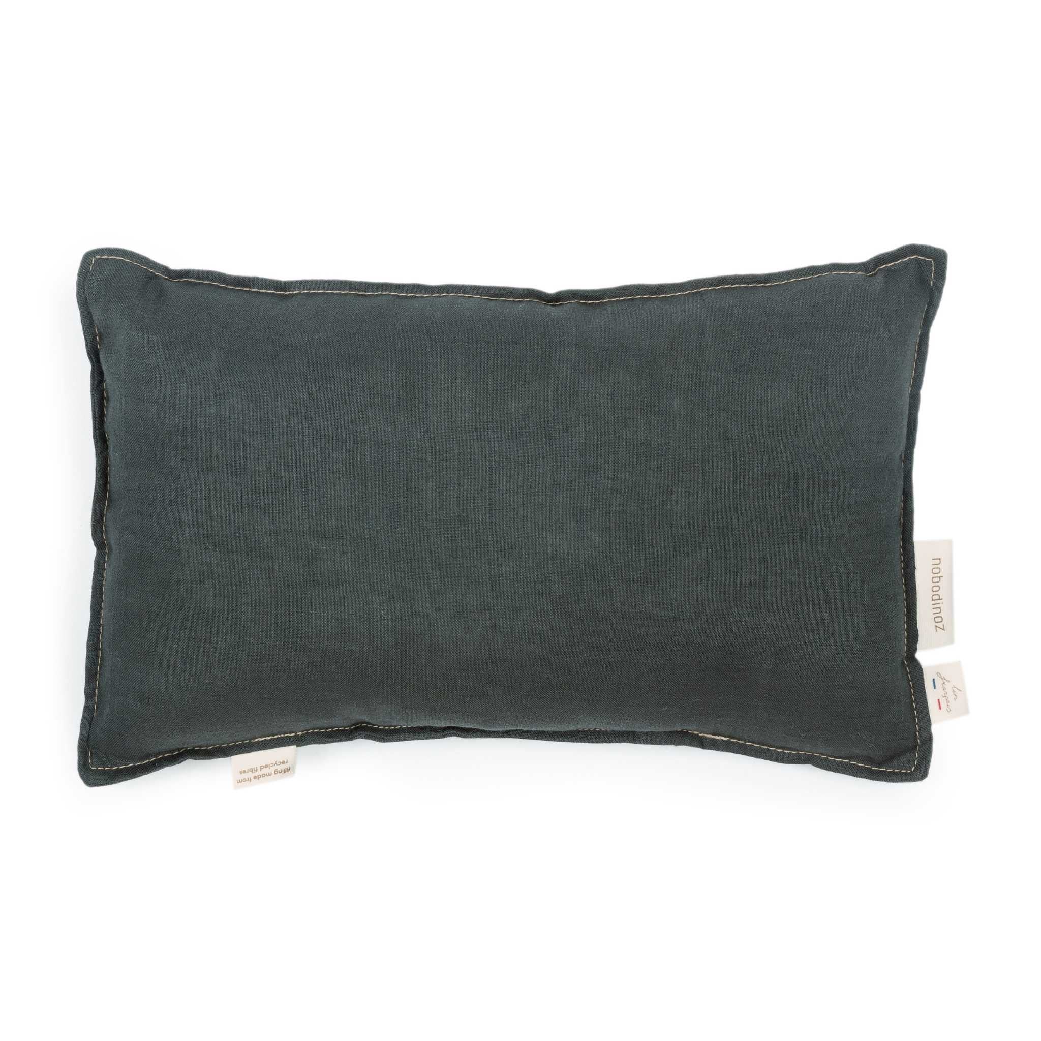 Nobodinoz Lin Francais Rectangular Cushion in Green Blue