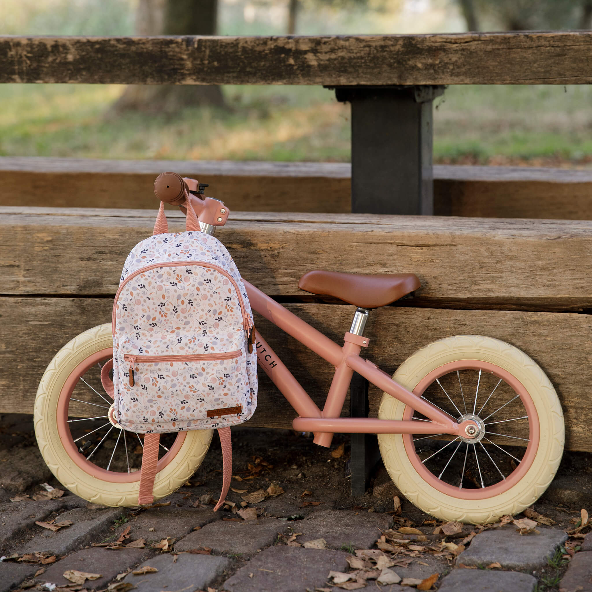 Little Dutch Balance Bike in Pink with Backpack