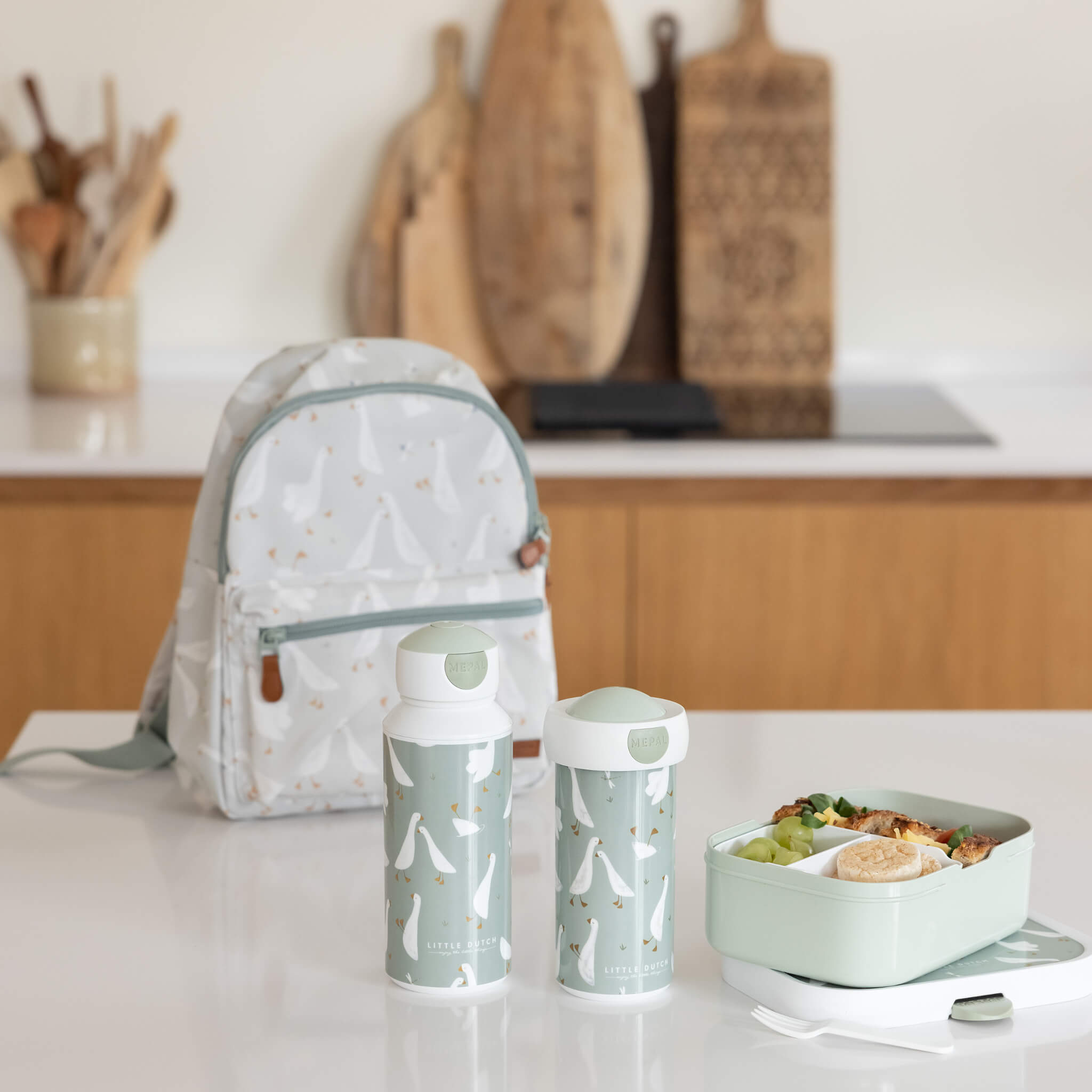 Little Dutch Lunchbox in Little Goose Design with Rucksack and Water Bottle