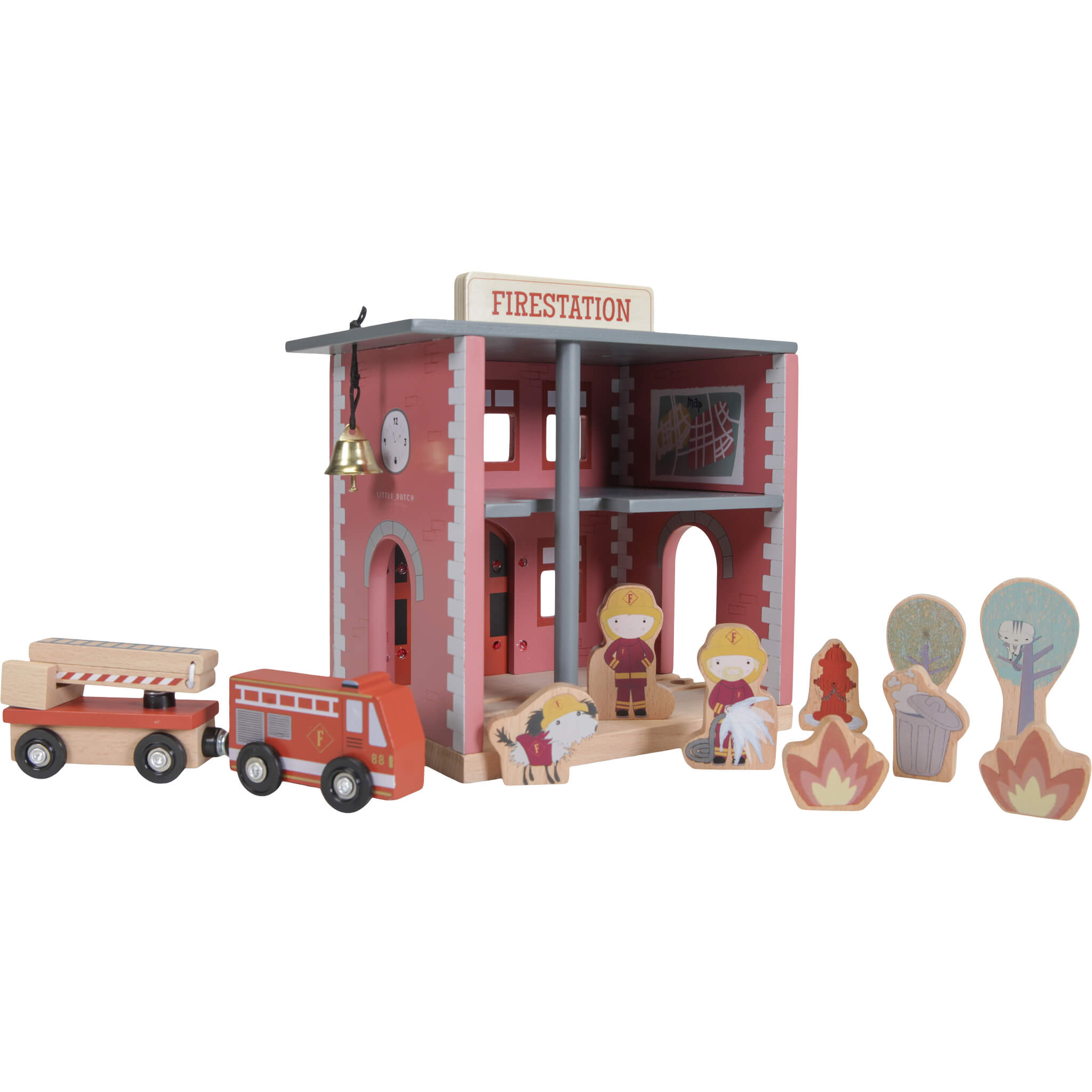 Little Dutch Wooden Railway Firestation Toy