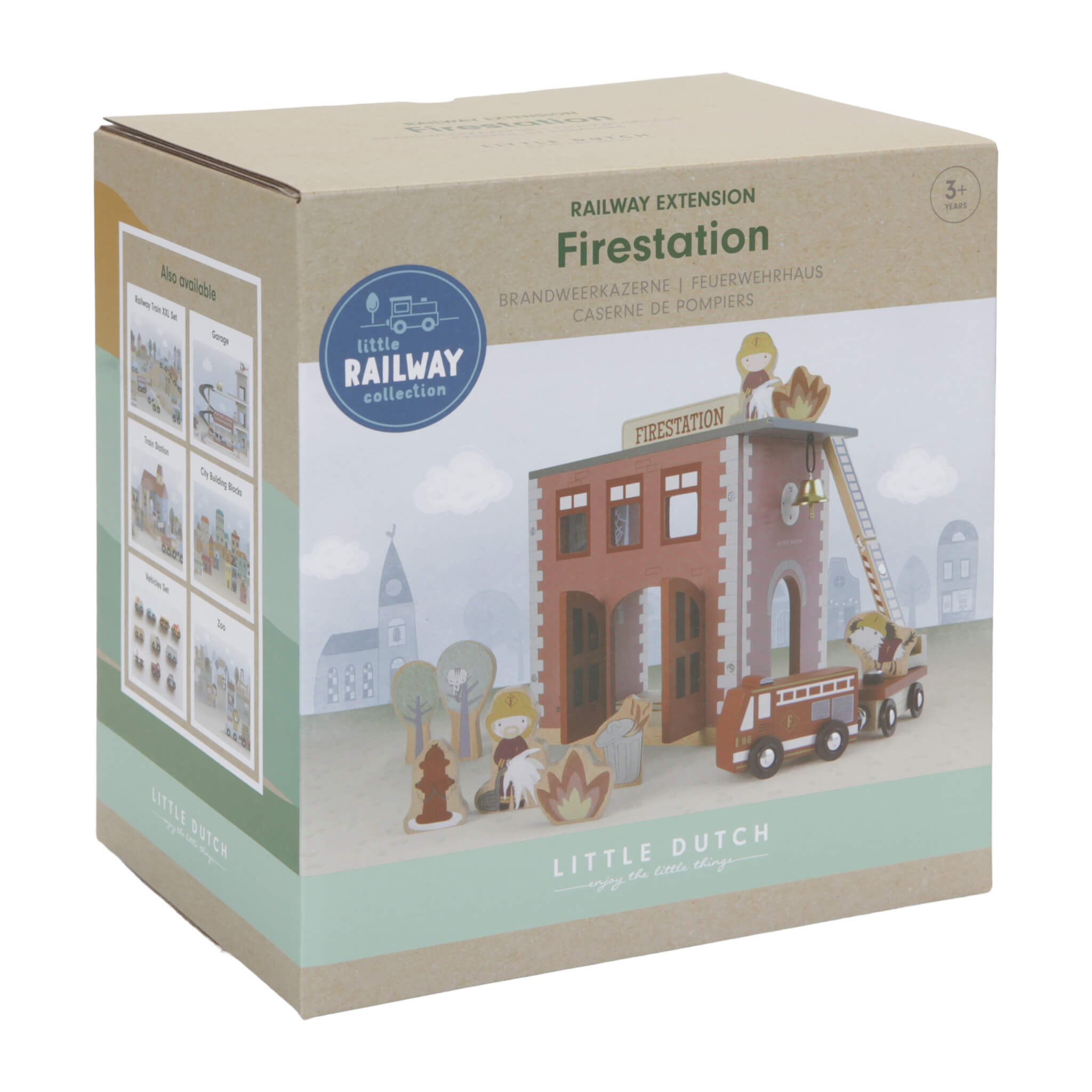 Little Dutch Wooden Railway Firestation Toy