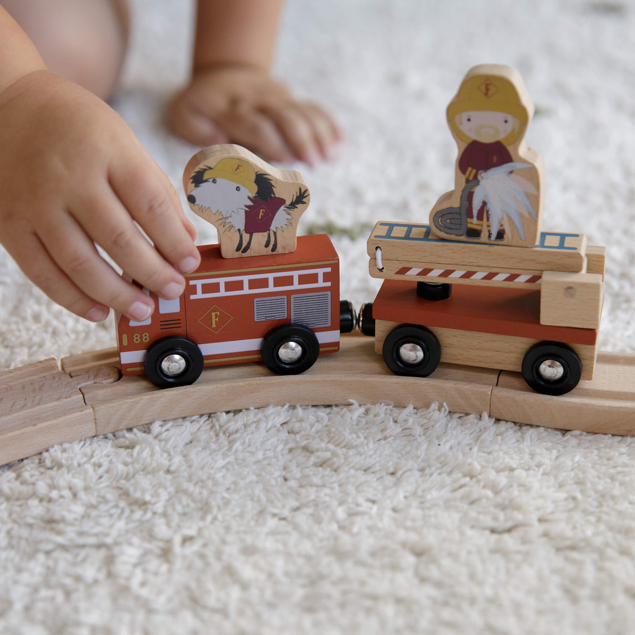 Little Dutch Wooden Railway Firestation Toy