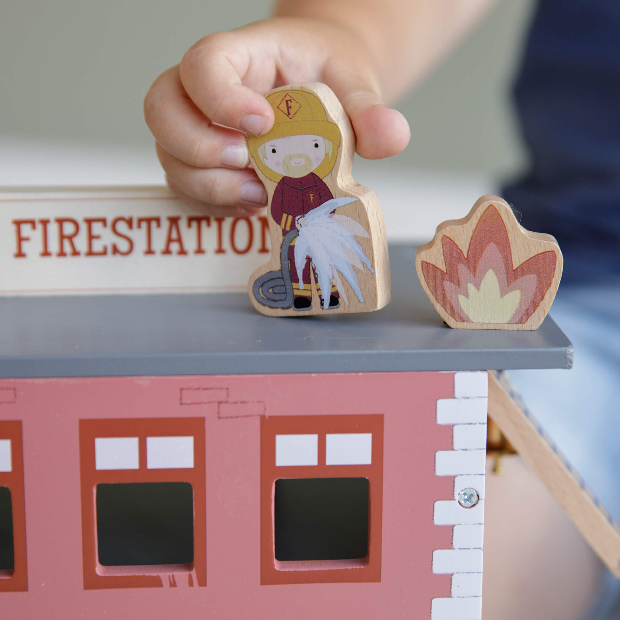 Little Dutch Wooden Railway Firestation Toy