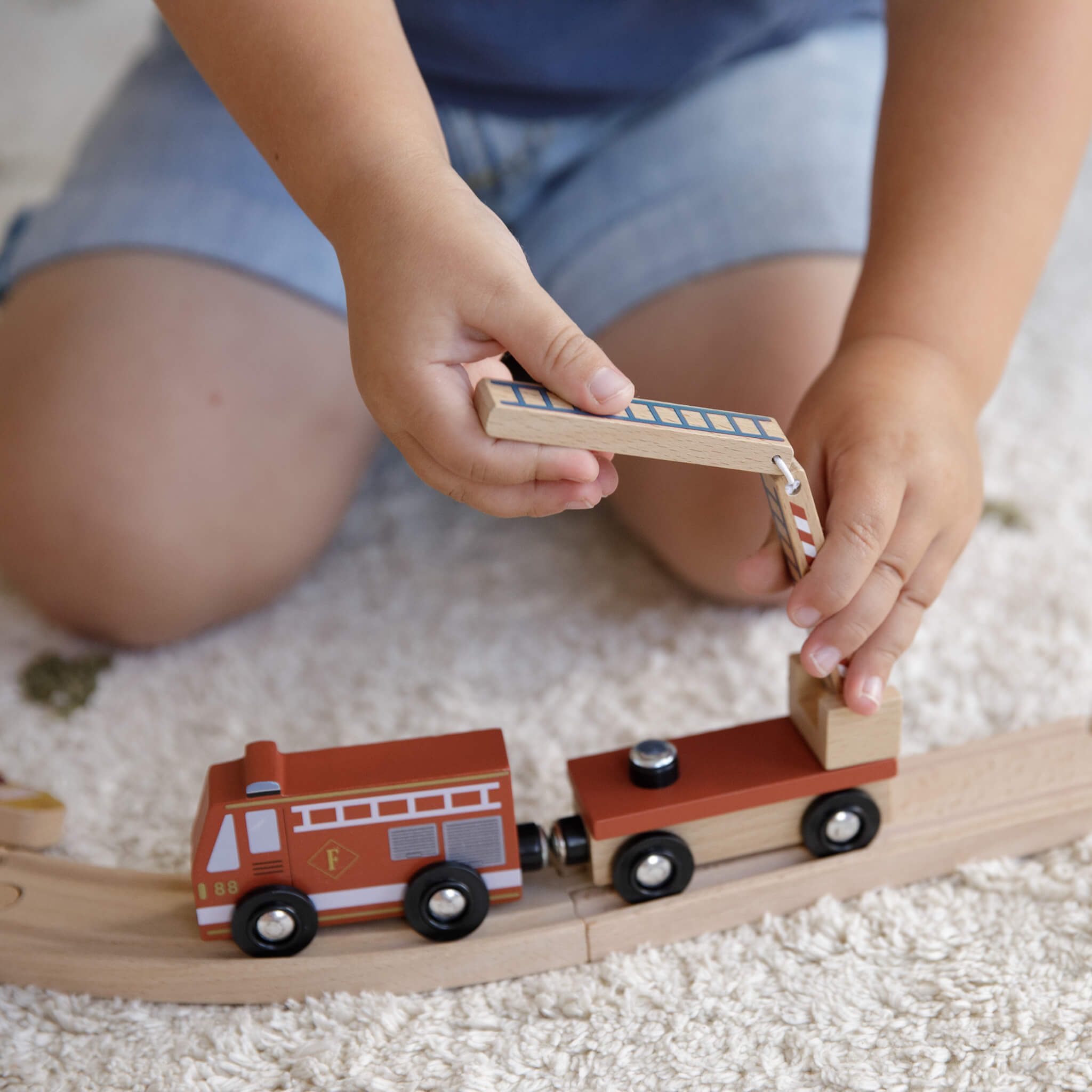Little Dutch Wooden Railway Firestation Toy