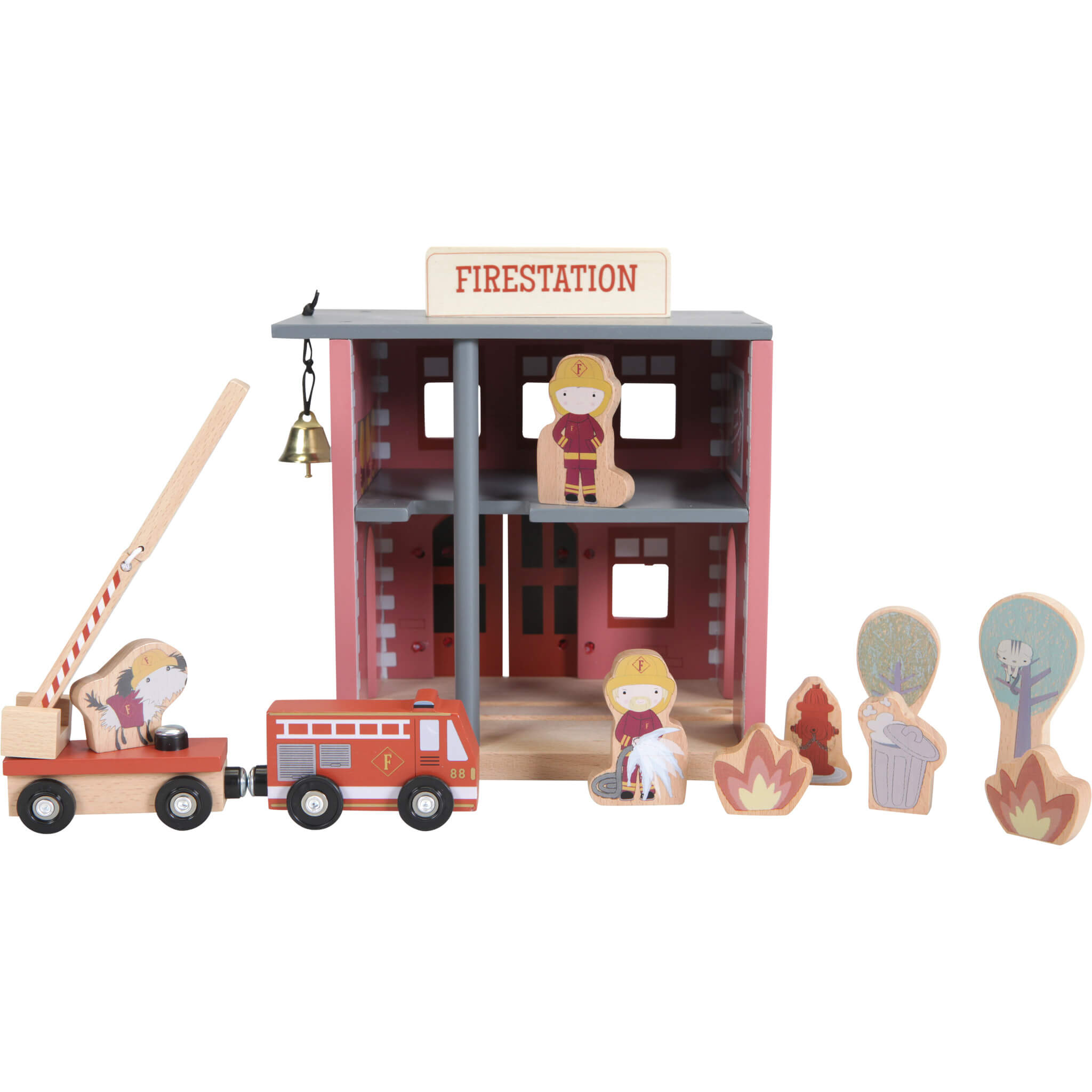 Little Dutch Wooden Railway Firestation Toy