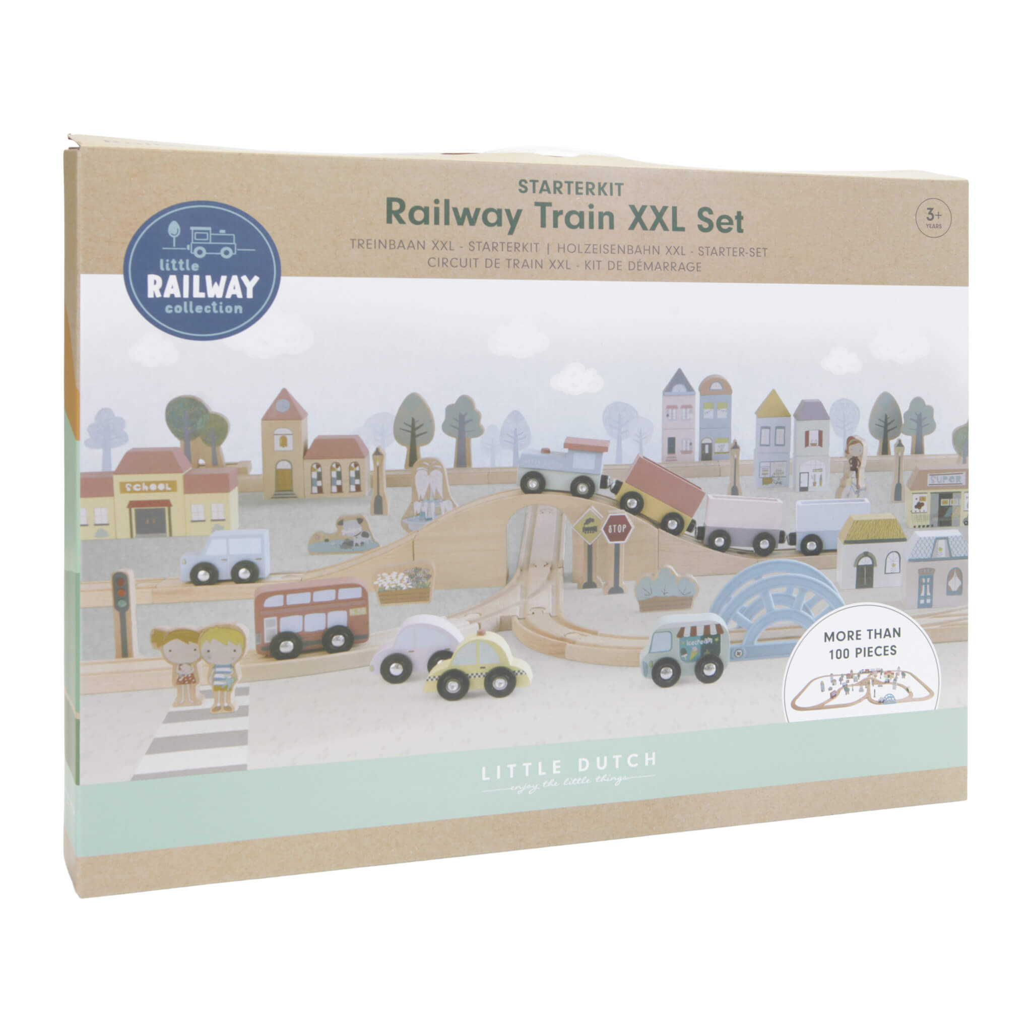 Wooden Railway Train Set Toy- XXL