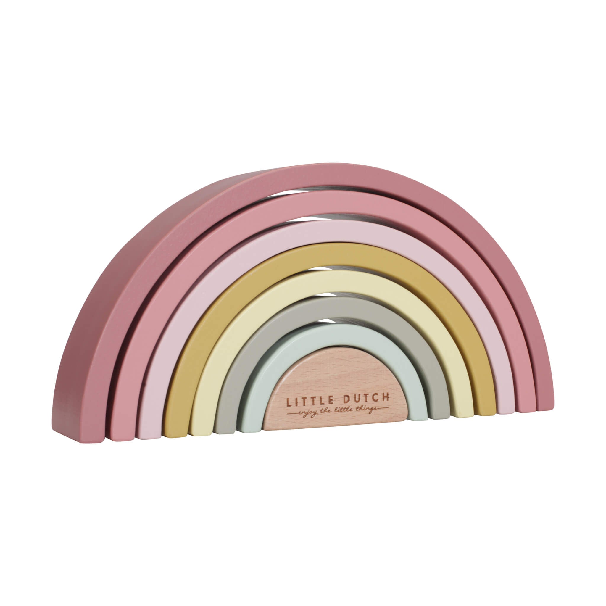 Little Dutch Wooden Rainbow Stacker in Pink. Stacking Toy