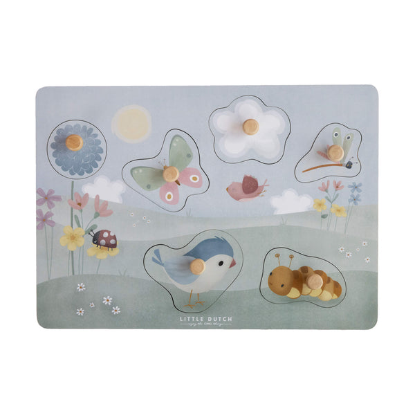Little Dutch Wooden Tactile Puzzle - Flowers & Butterflies