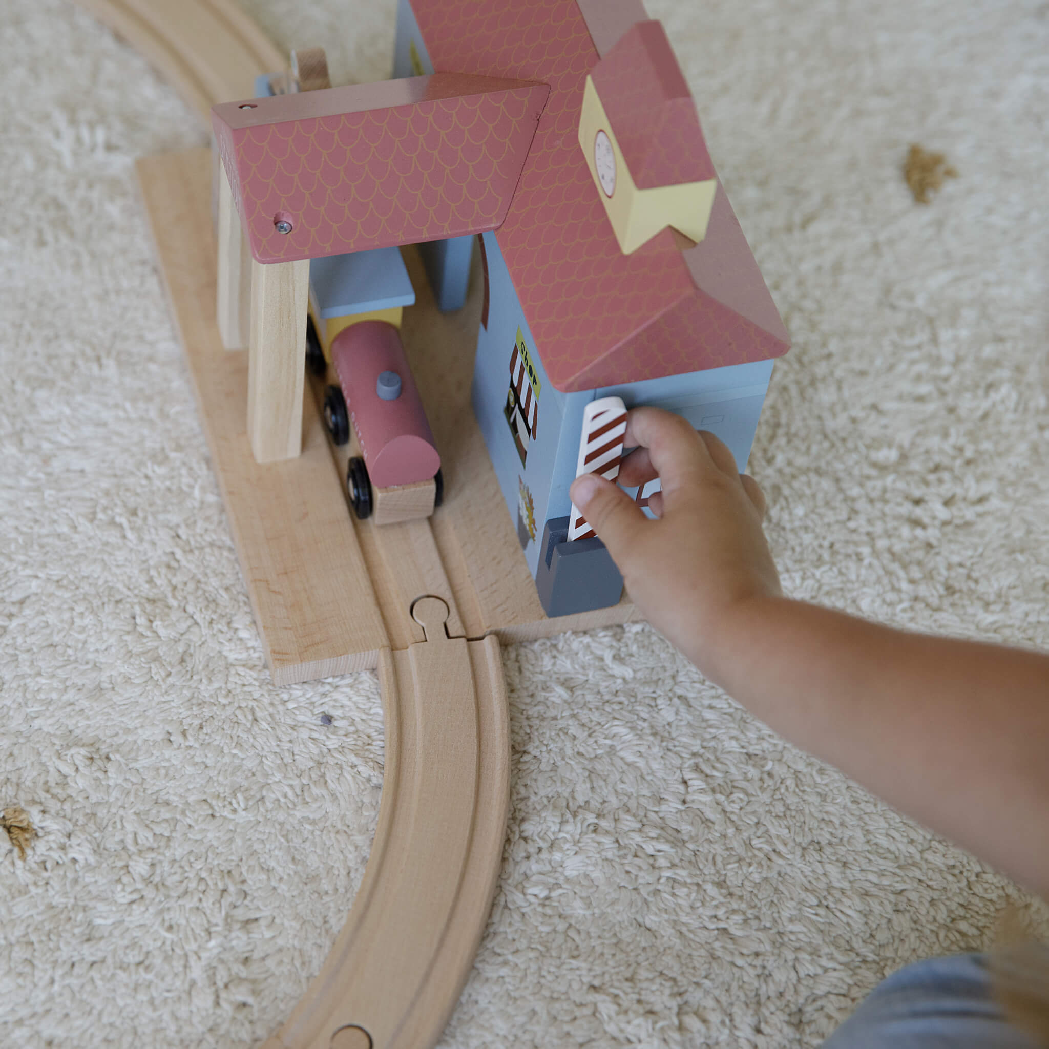 Little Dutch Wooden Railway Train Station Set