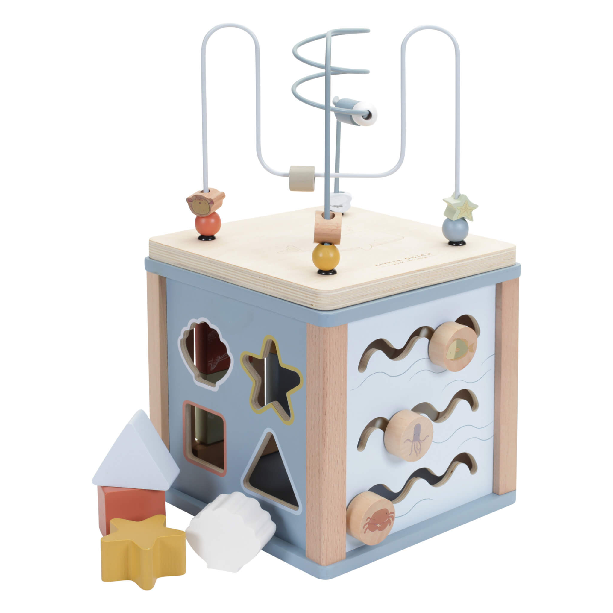 Little Dutch Wooden Activity Cube Toy in Ocean Design