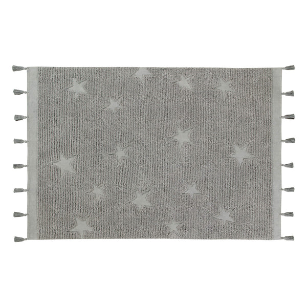 Hippy Stars Washable Rug - Grey