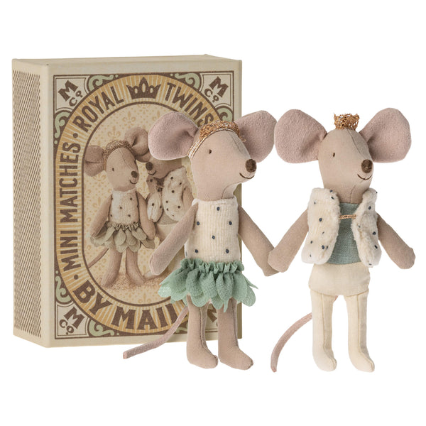 Maileg Baby Royal Twin Mice in Matchbox