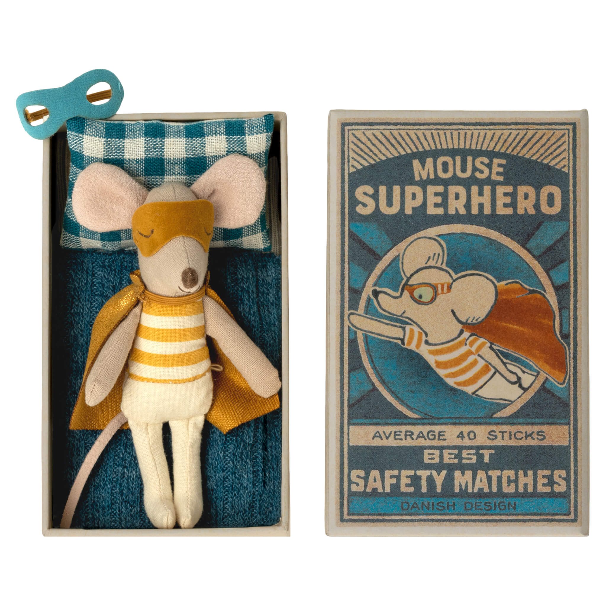 Maileg Superhero Mouse - Little Brother in Matchbox