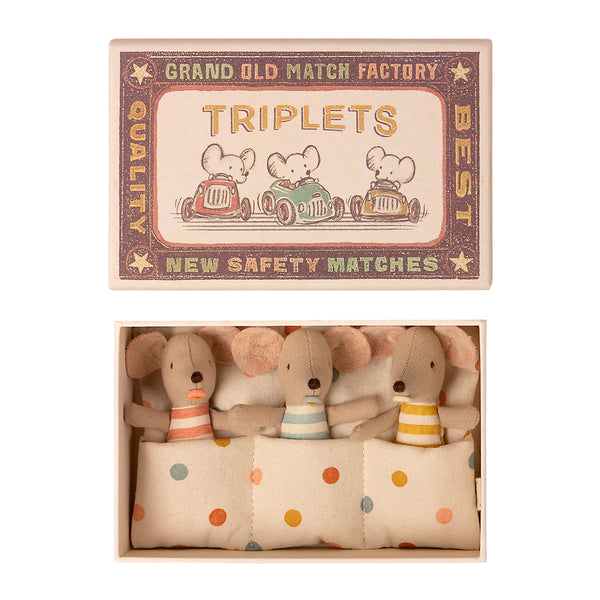 Maileg Baby Triplet Mice in Matchbox, Maileg Soft Toys