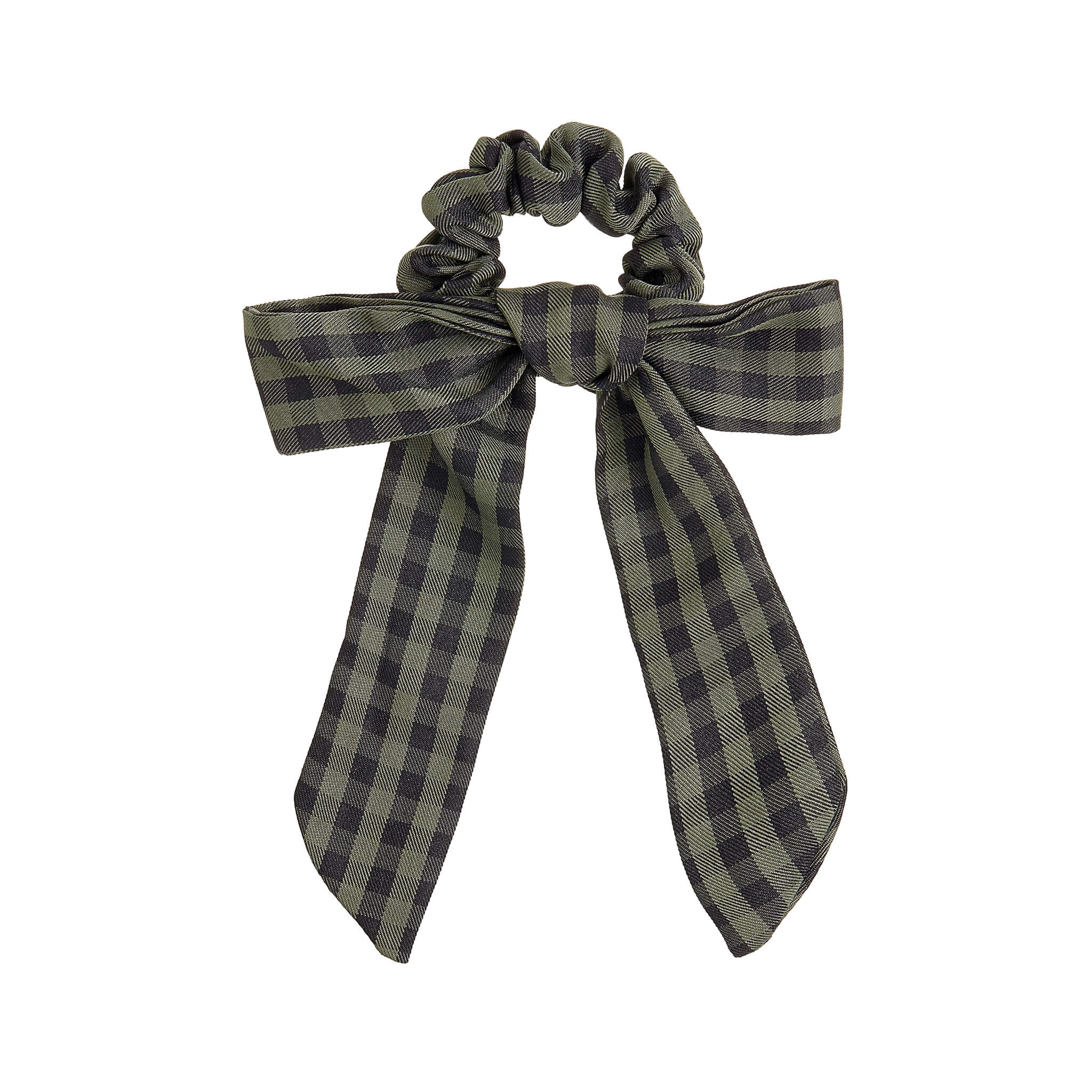 Forest Green Gingham Bow Srcunchie