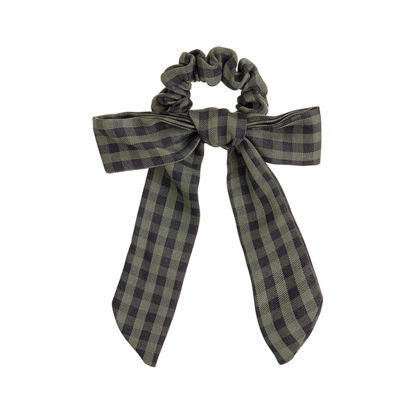 Forest Green Gingham Bow Srcunchie