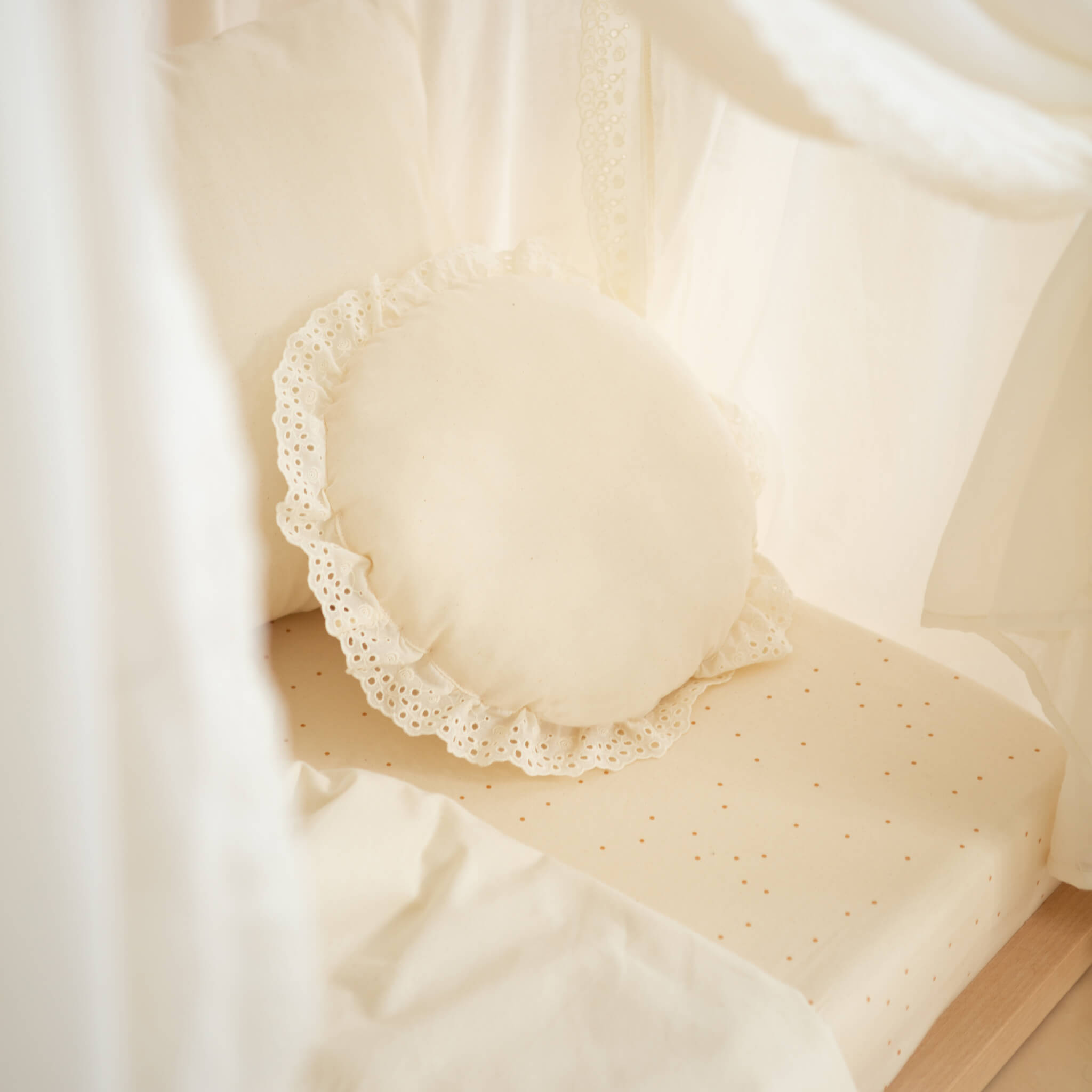 Nobodinoz Vera Eyelet Lace Cushion in White