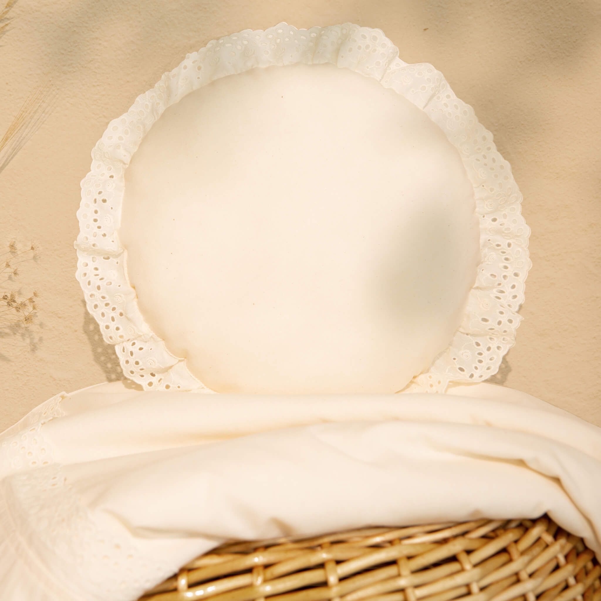 Nobodinoz Vera Eyelet Lace Cushion in White