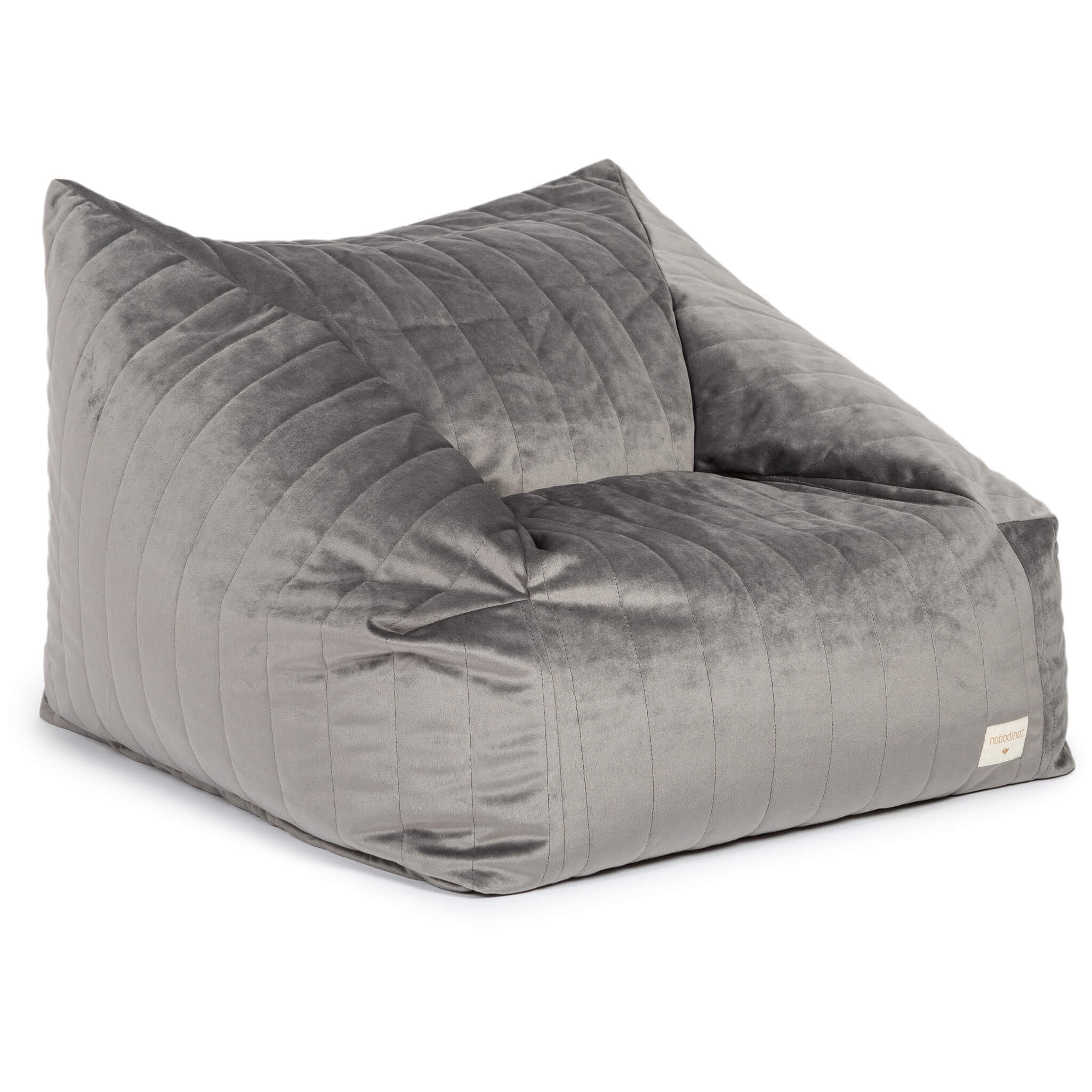 Nobodinoz Chelsea Velvet Bean Bag in Slate Grey