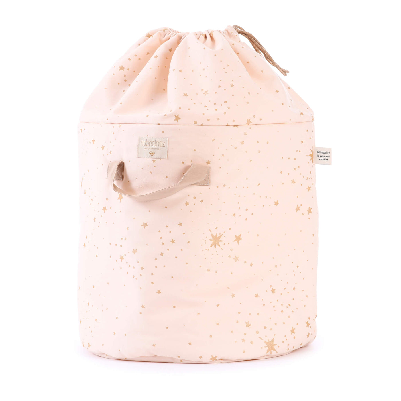 Nobodinoz Large Bamboo Toy Bag in Gold Stella/ Dream Pink