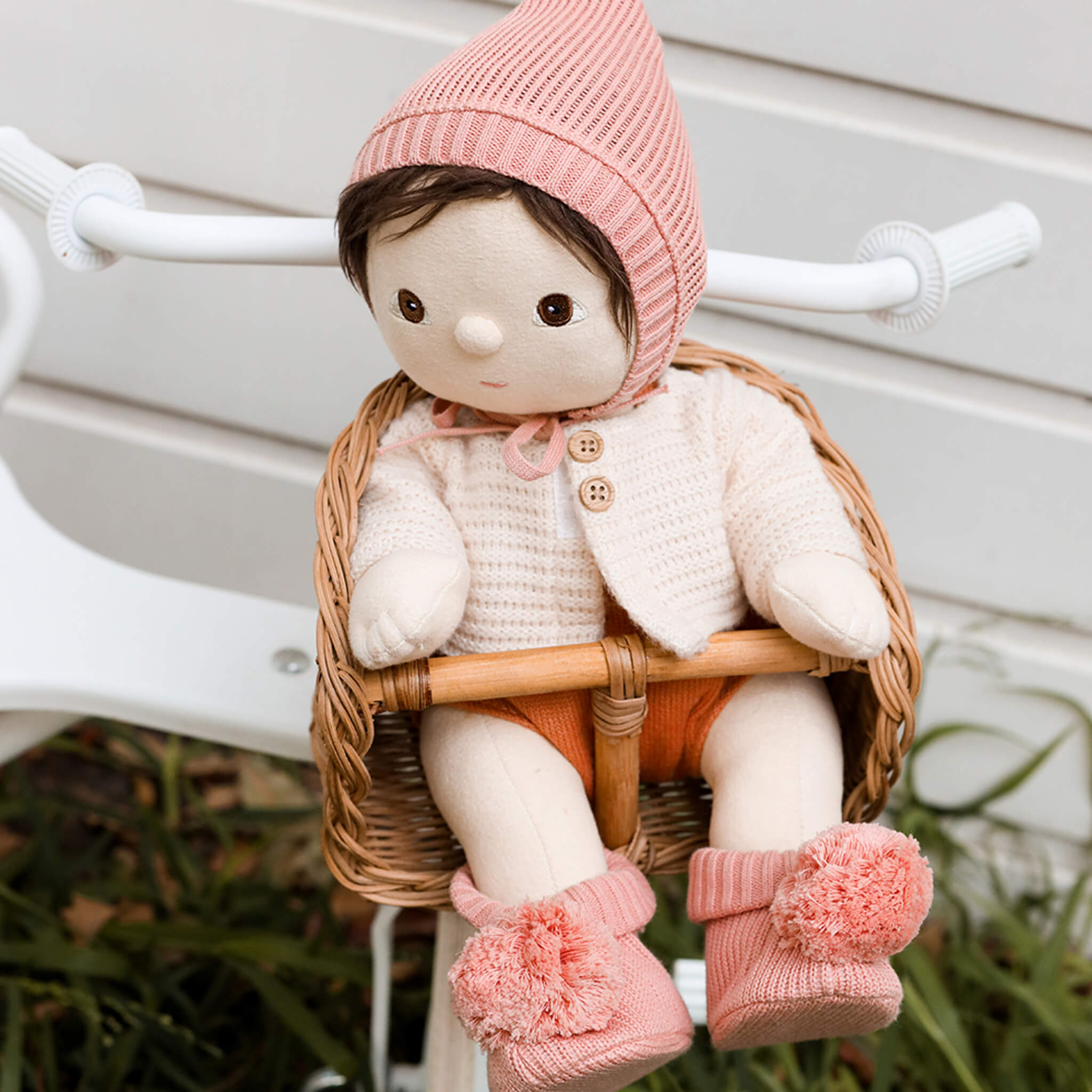 Olli Ella Doll Bring Me Basket in Natural Rattan with Doll