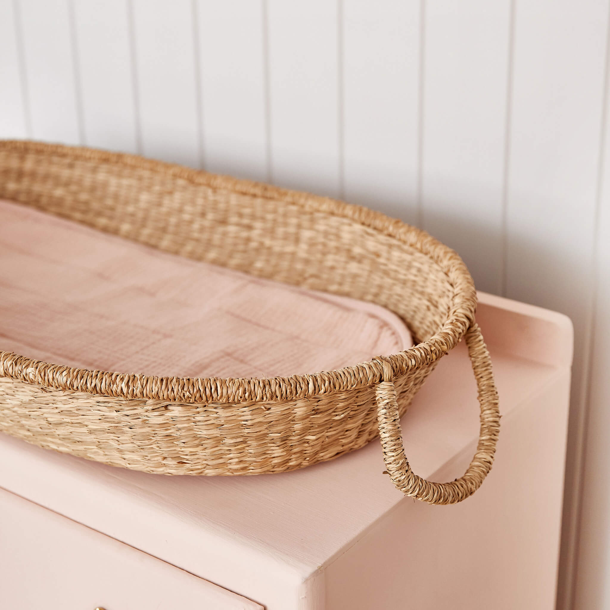 Olli Ella Luxe Changing Basket Cotton Insert in Rose Pink in Basket