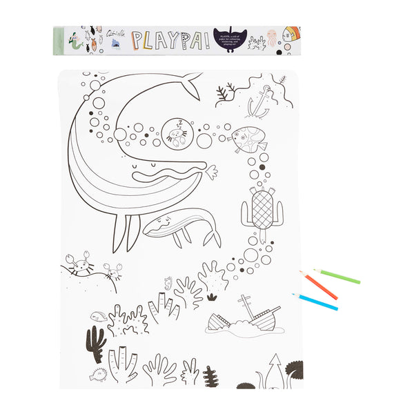 Olli Ella Playpa Paper Activity Roll in Ocean Design