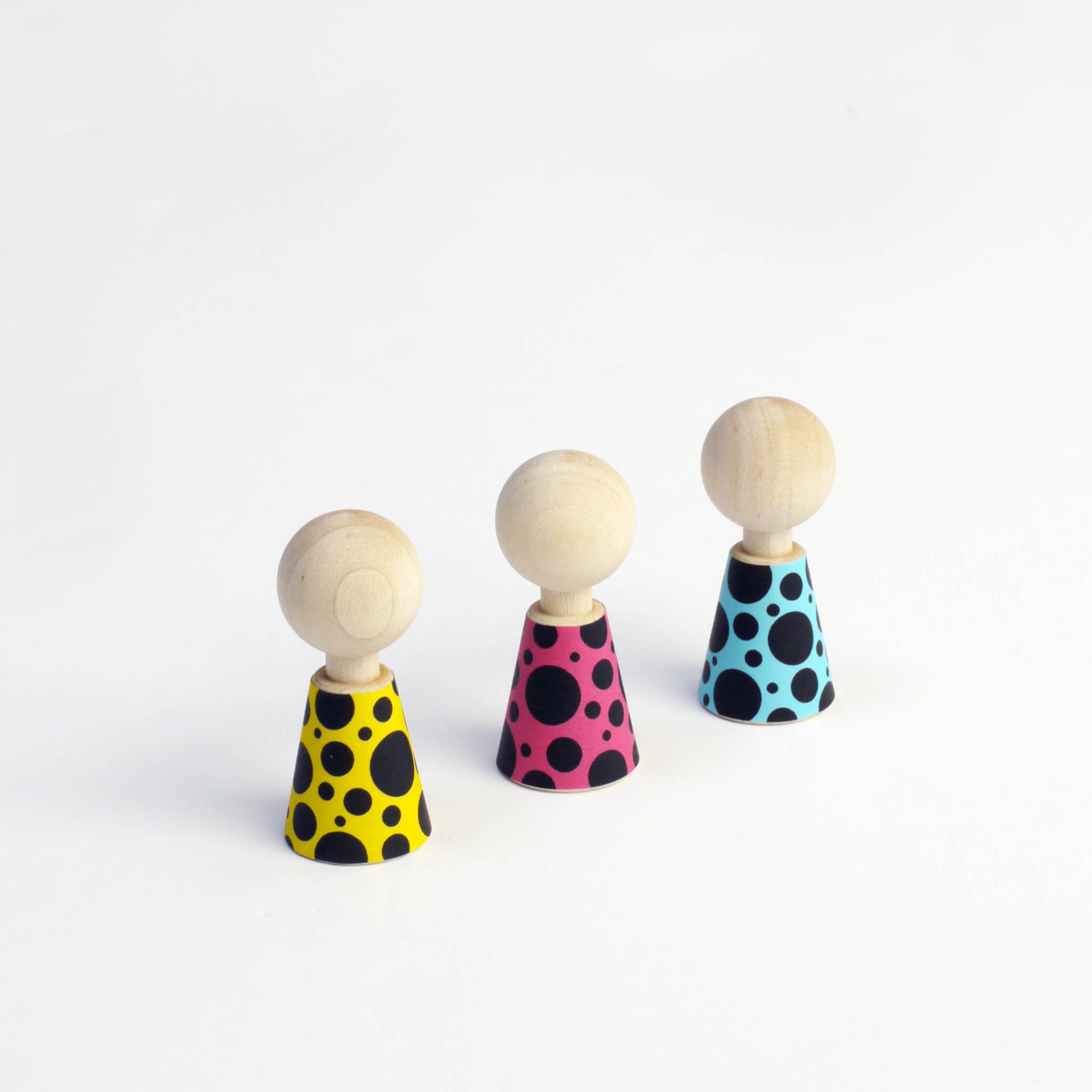 Five Wooden Dress Up Dolls - Colour Pebbles