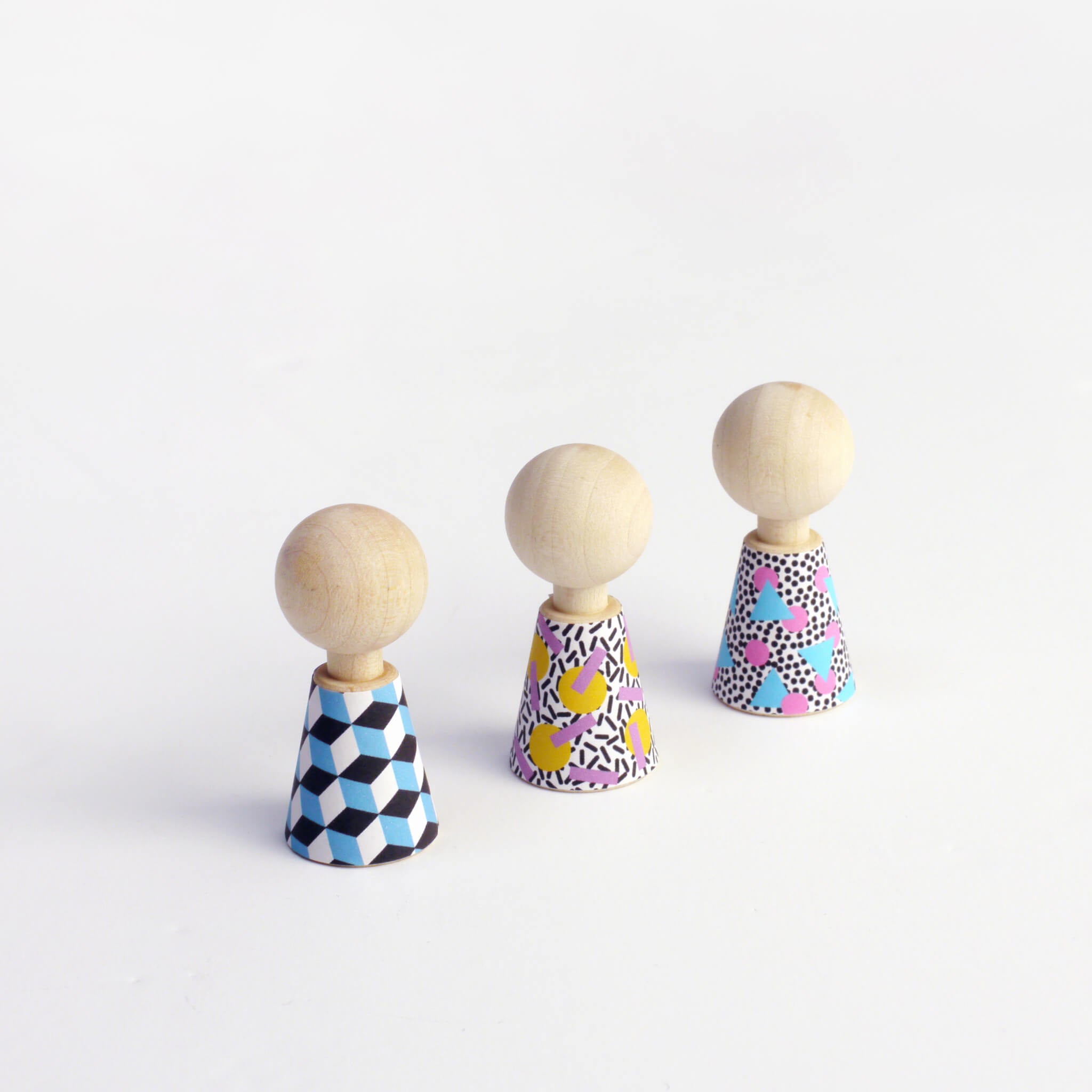 Five Wooden Dress Up Dolls - Modern Pebbles